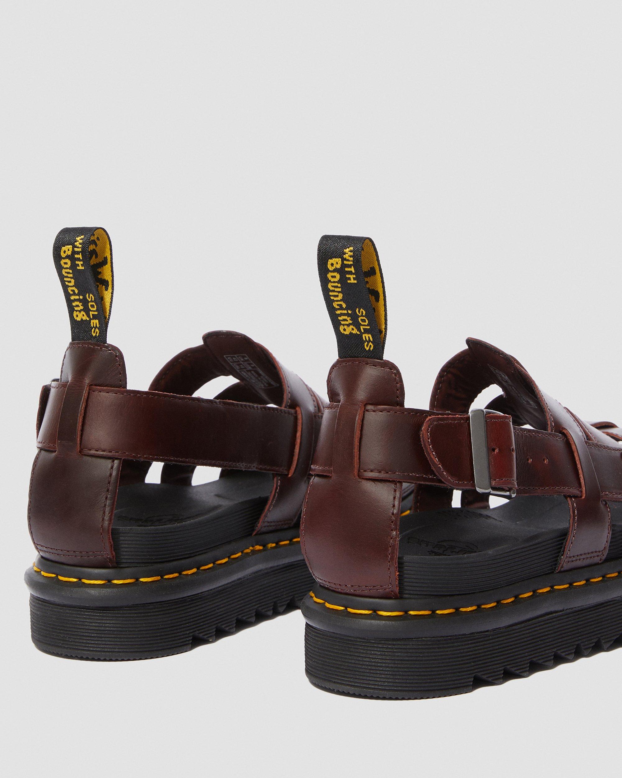 Terry Leather Strap Sandals in Brown