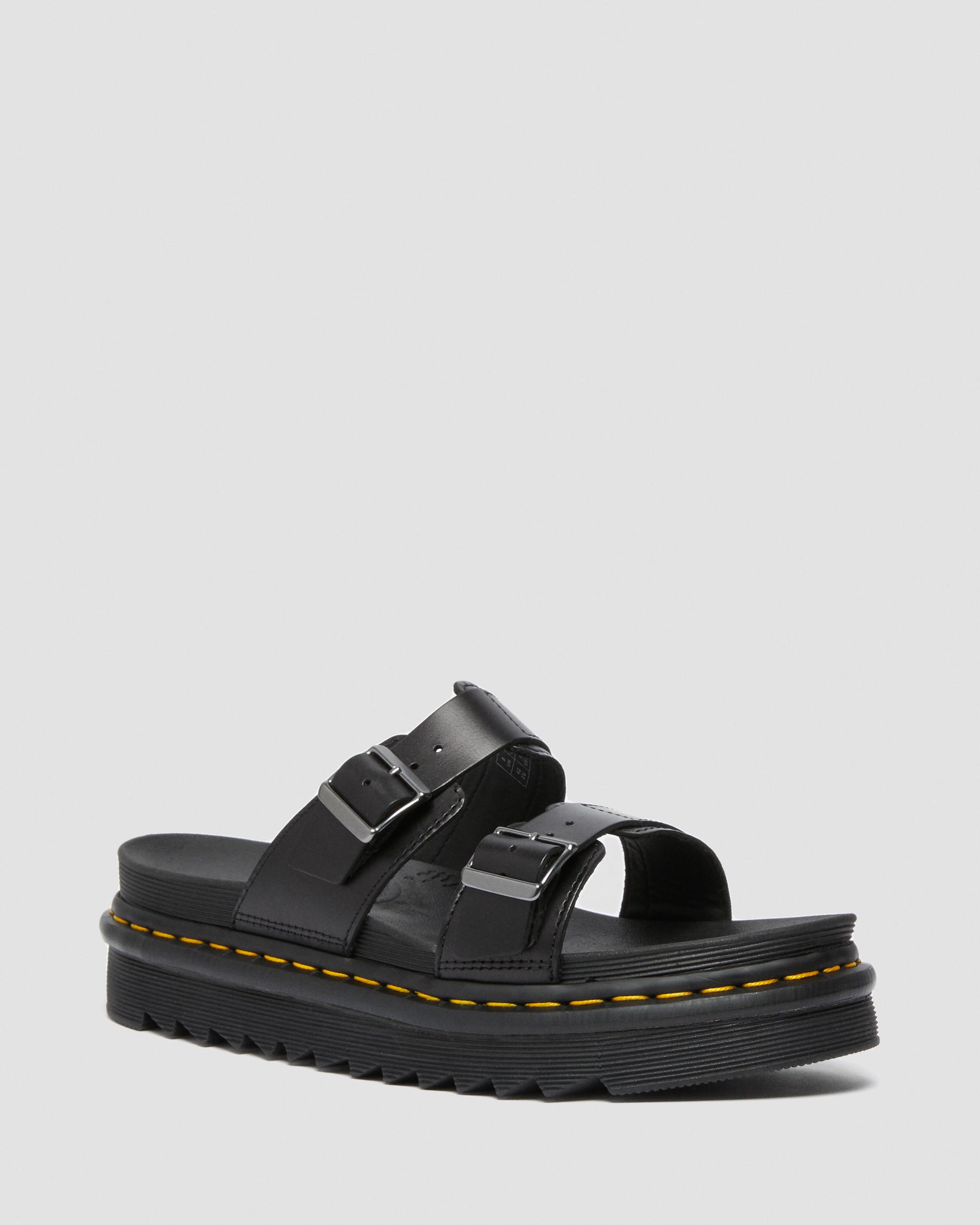 Myles Brando Leather Buckle Slide Sandals in Black | Dr. Martens Myles Brando Leather Buckle Slide Sandals in Black | Dr. Martens