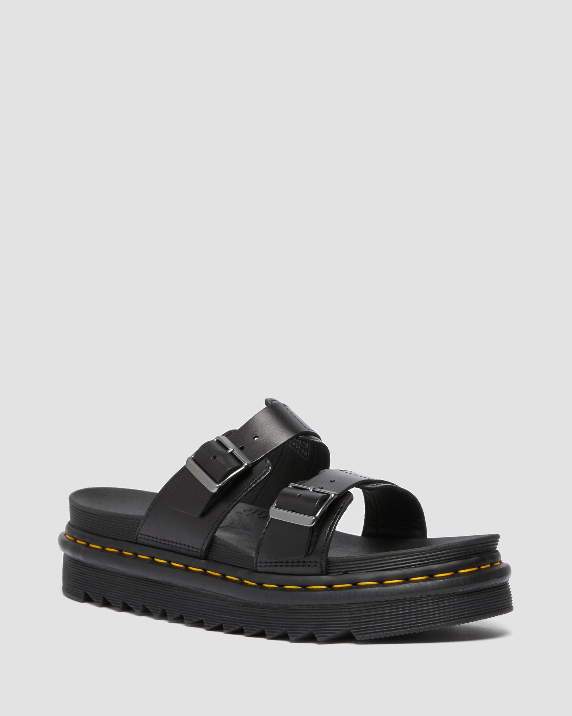 Myles Brando Leren Gesp Slide Sandalen