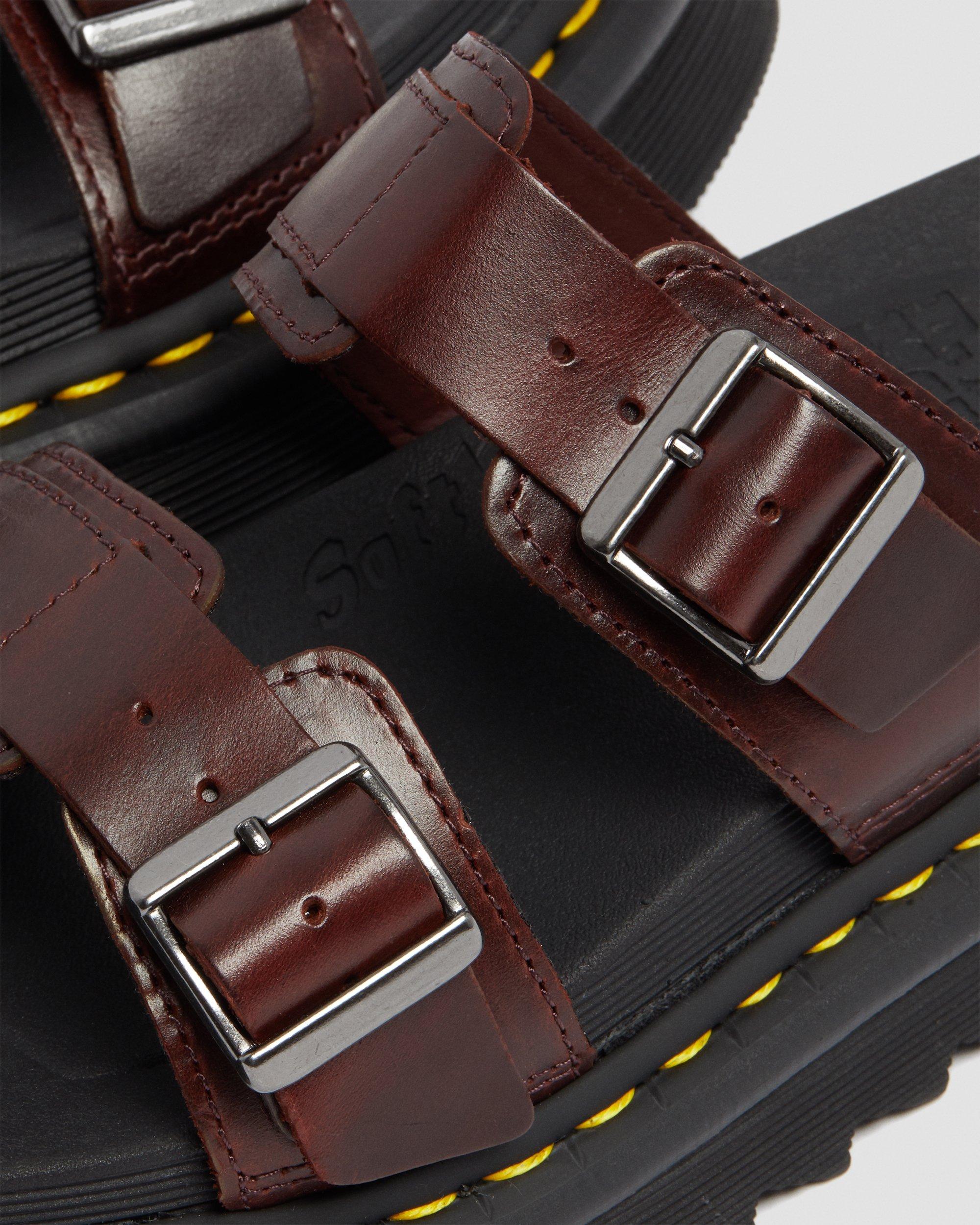 Myles Brando Leather Buckle Slide Sandals in CHARRO | Dr. Martens™