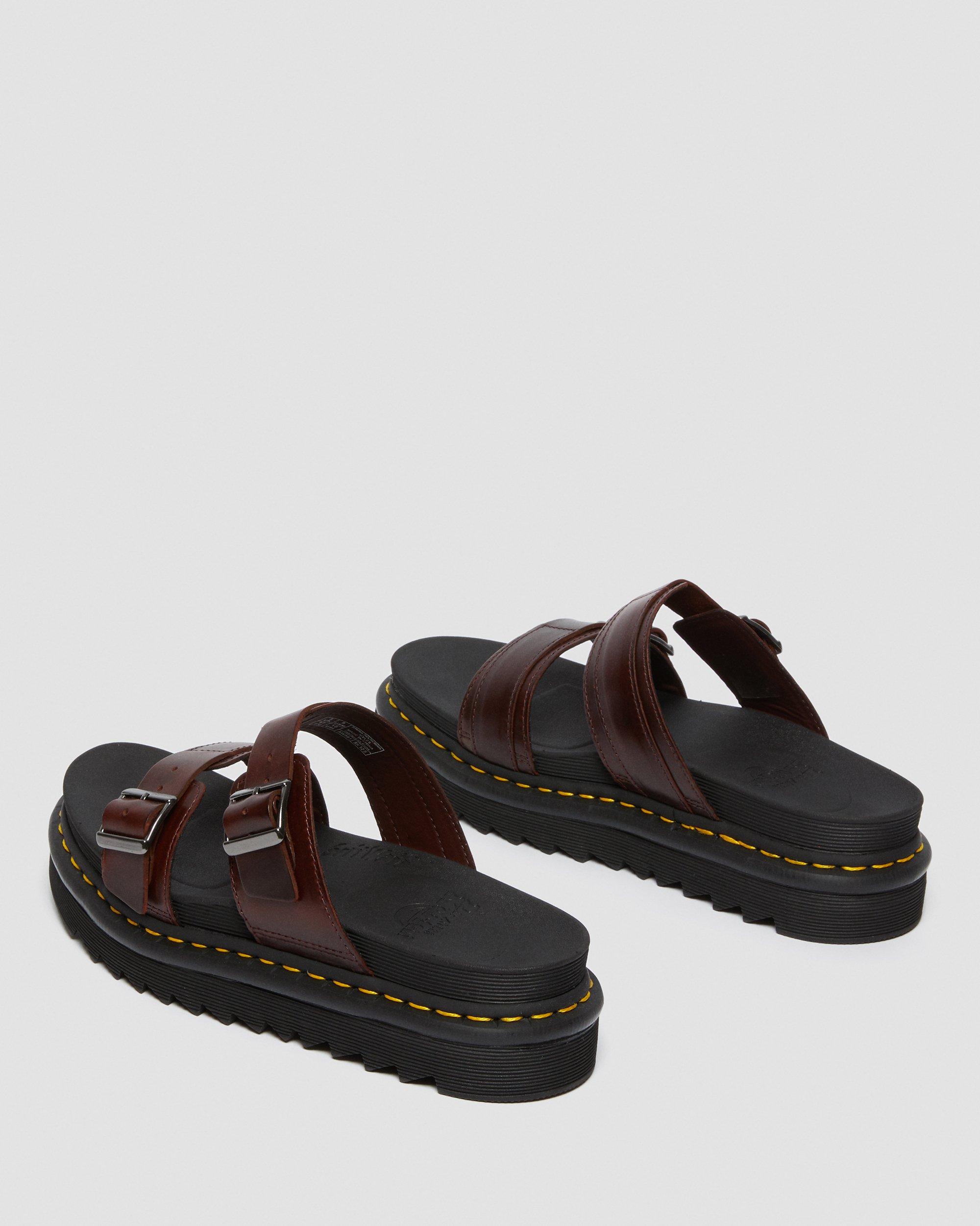 Myles Brando Leather Buckle Slide Sandals in CHARRO | Dr. Martens™