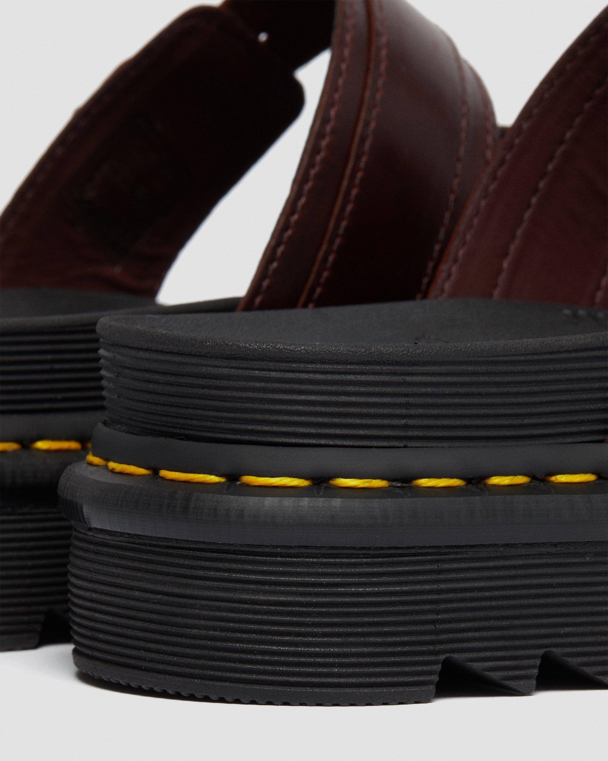Myles Brando Leather Buckle Slide Sandals in Brown