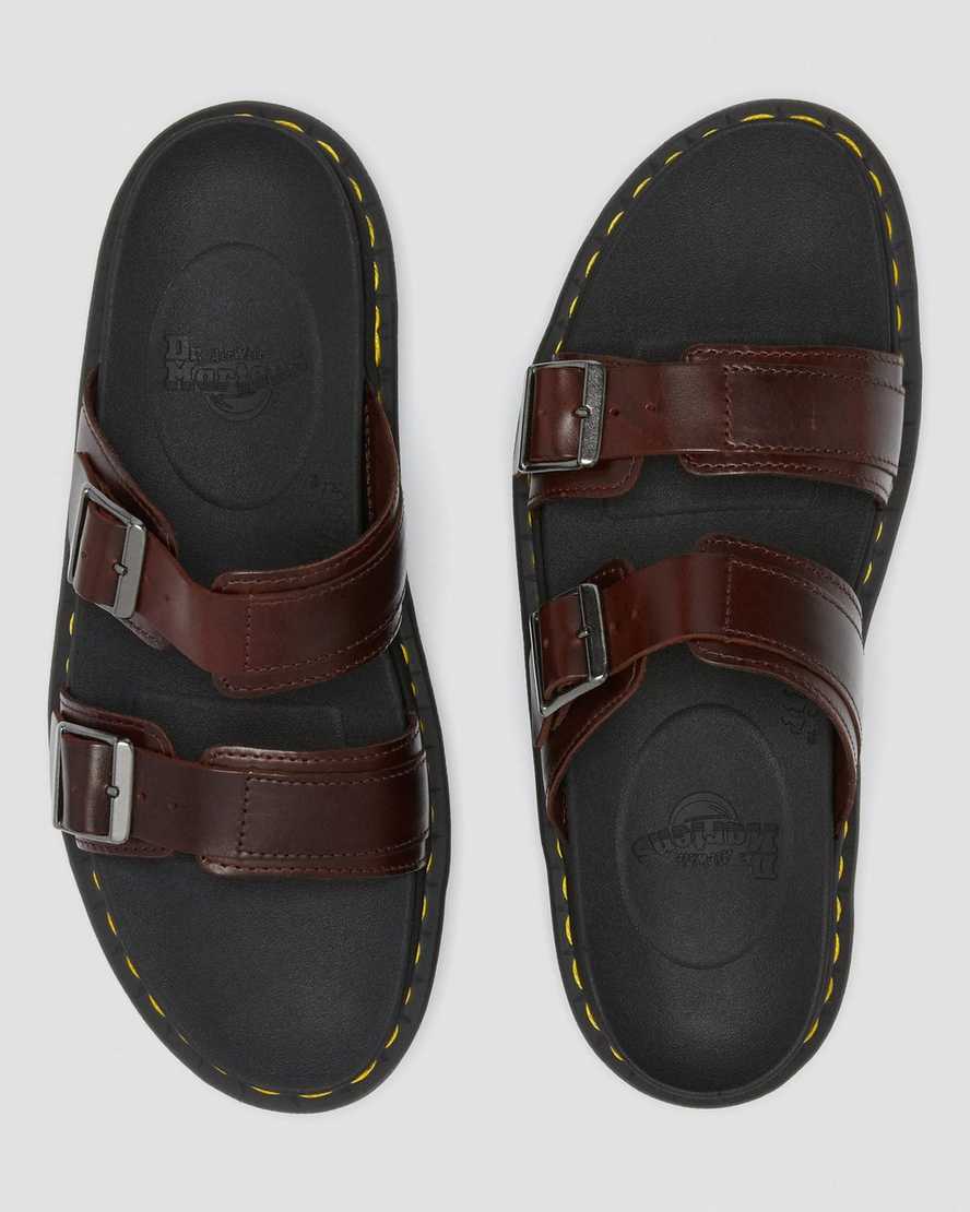 Myles Brando Leather Buckle Slide Sandals Dr. Martens