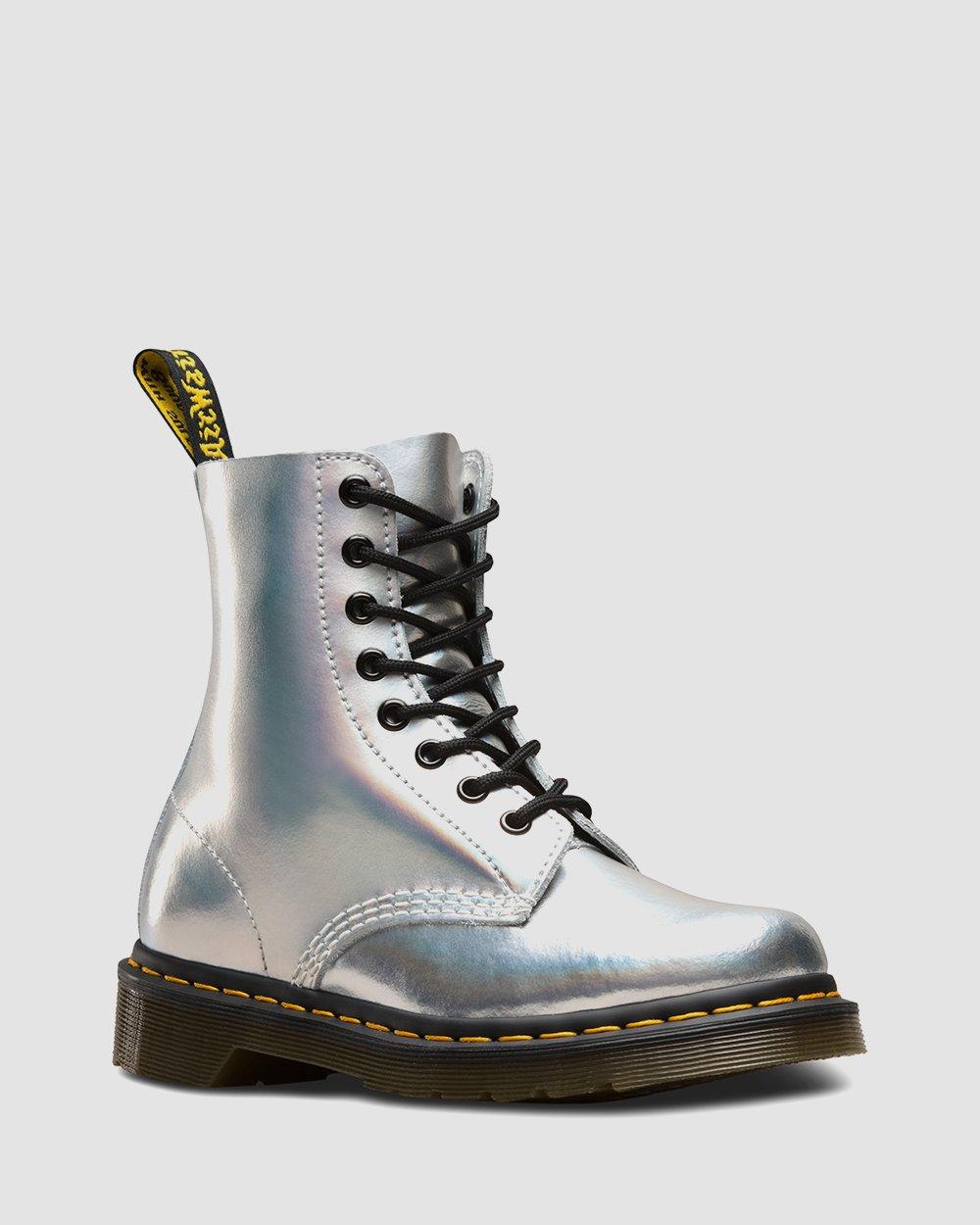 Silver doc martens shoes on sale