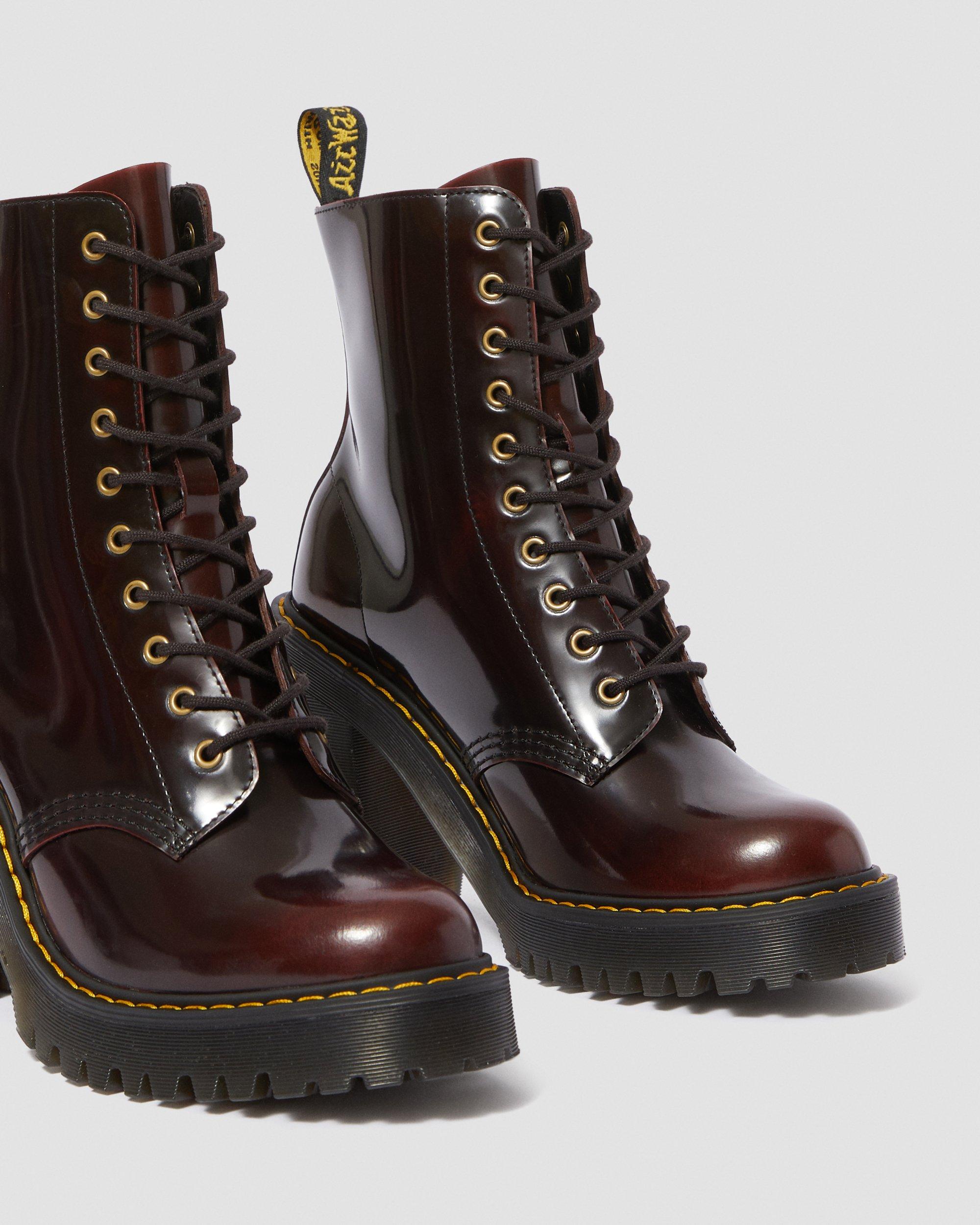 Kendra Women's Arcadia Leather Heeled Boots in CHERRY RED | Dr