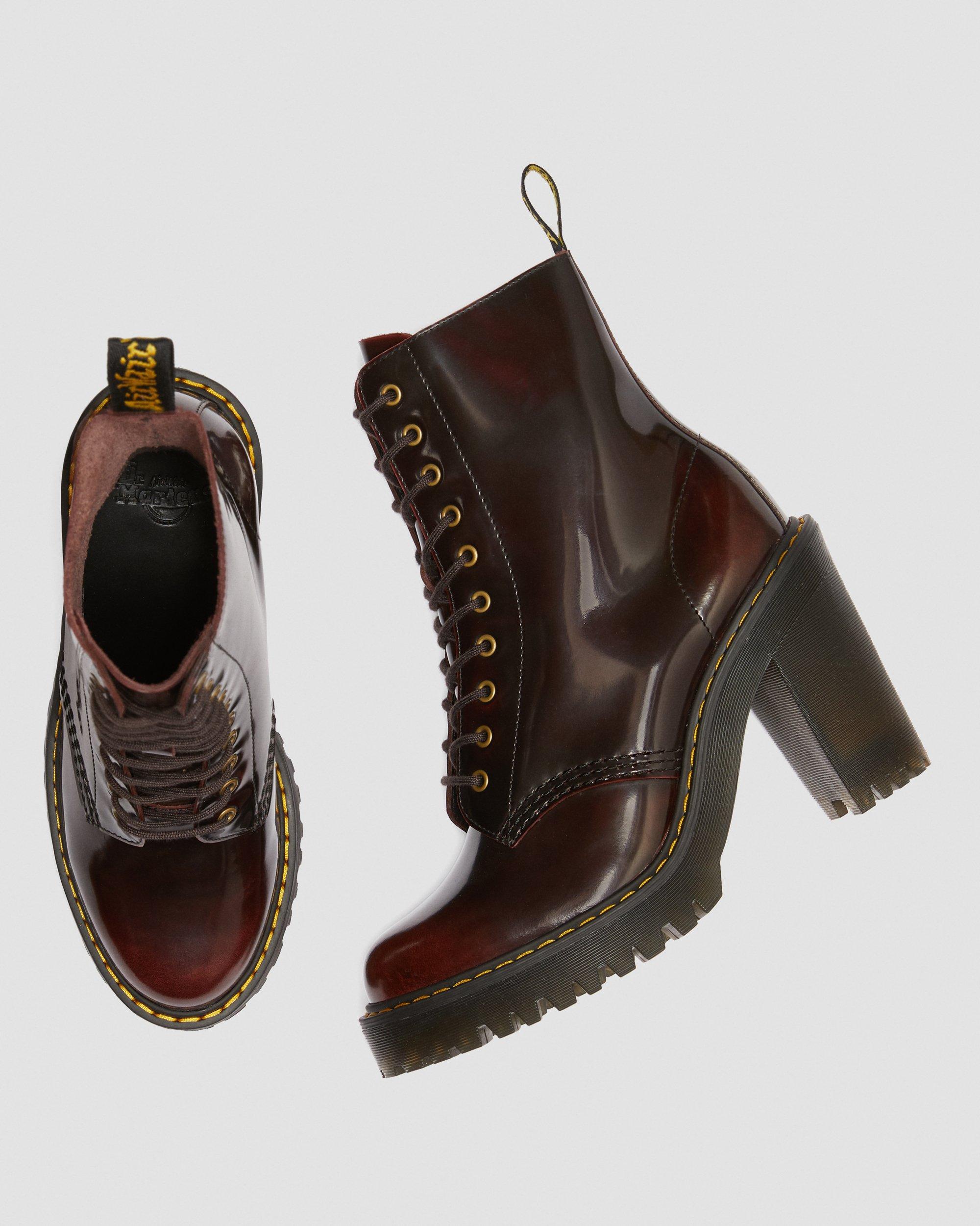 Dr.Martens ワインレッド レースアップ ケンドラ ヒールブーツ UK4 Kendra Women's Arcadia Leather Heeled Boots in CHERRY RED | Dr