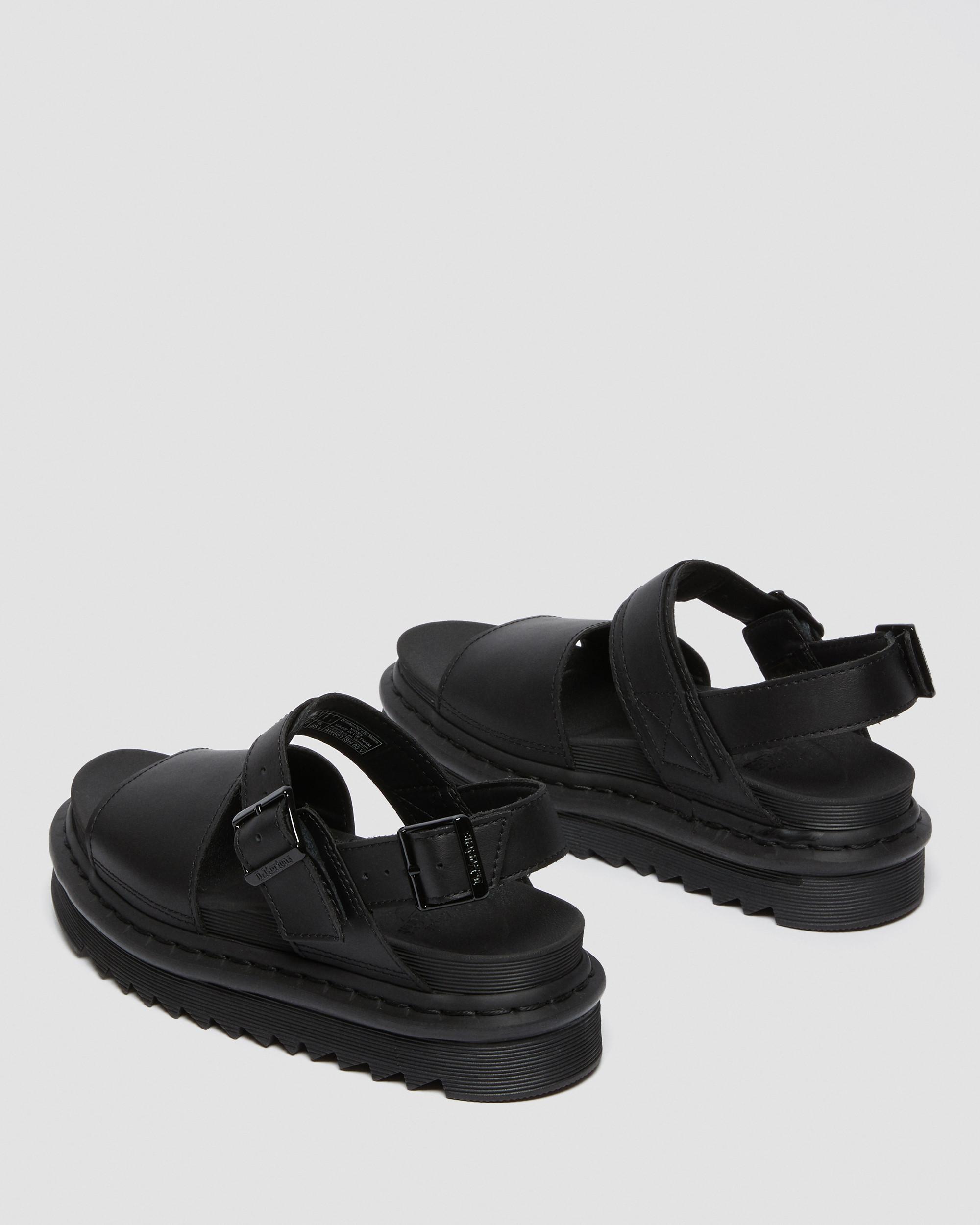 Voss Hydro Leather Strap Sandals in Black | Dr. Martens