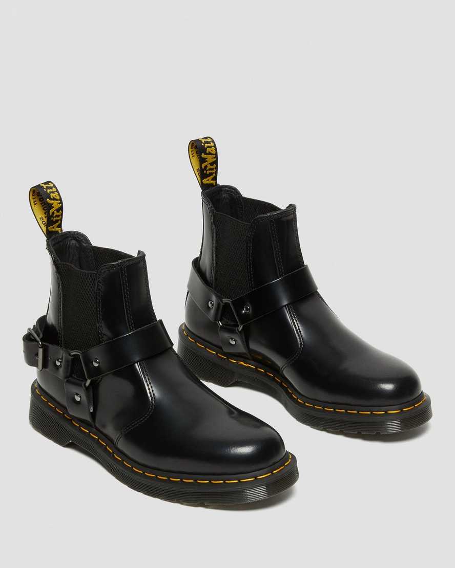 NIB Dr Martens Wincox Black Leather Harness Chunky Chelsea Boots 23866001