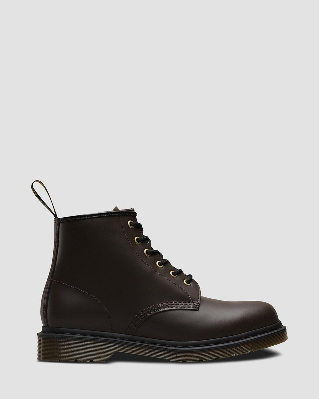 101 Black Stitch Smooth Leather Ankle Boots in CHOCOLATE | Dr