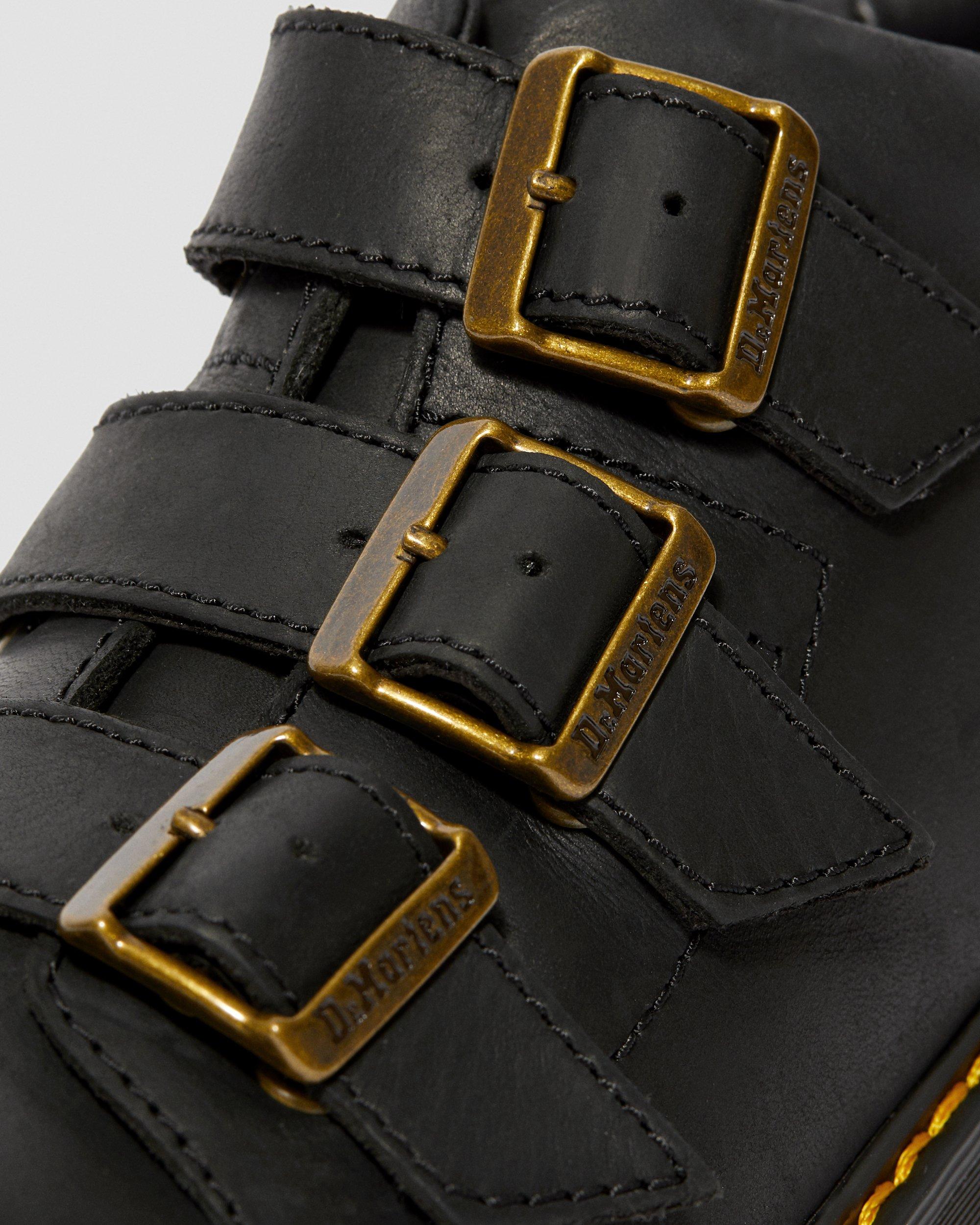 COPPOLA LEATHER HEELED ANKLE BOOTS in Black Martens