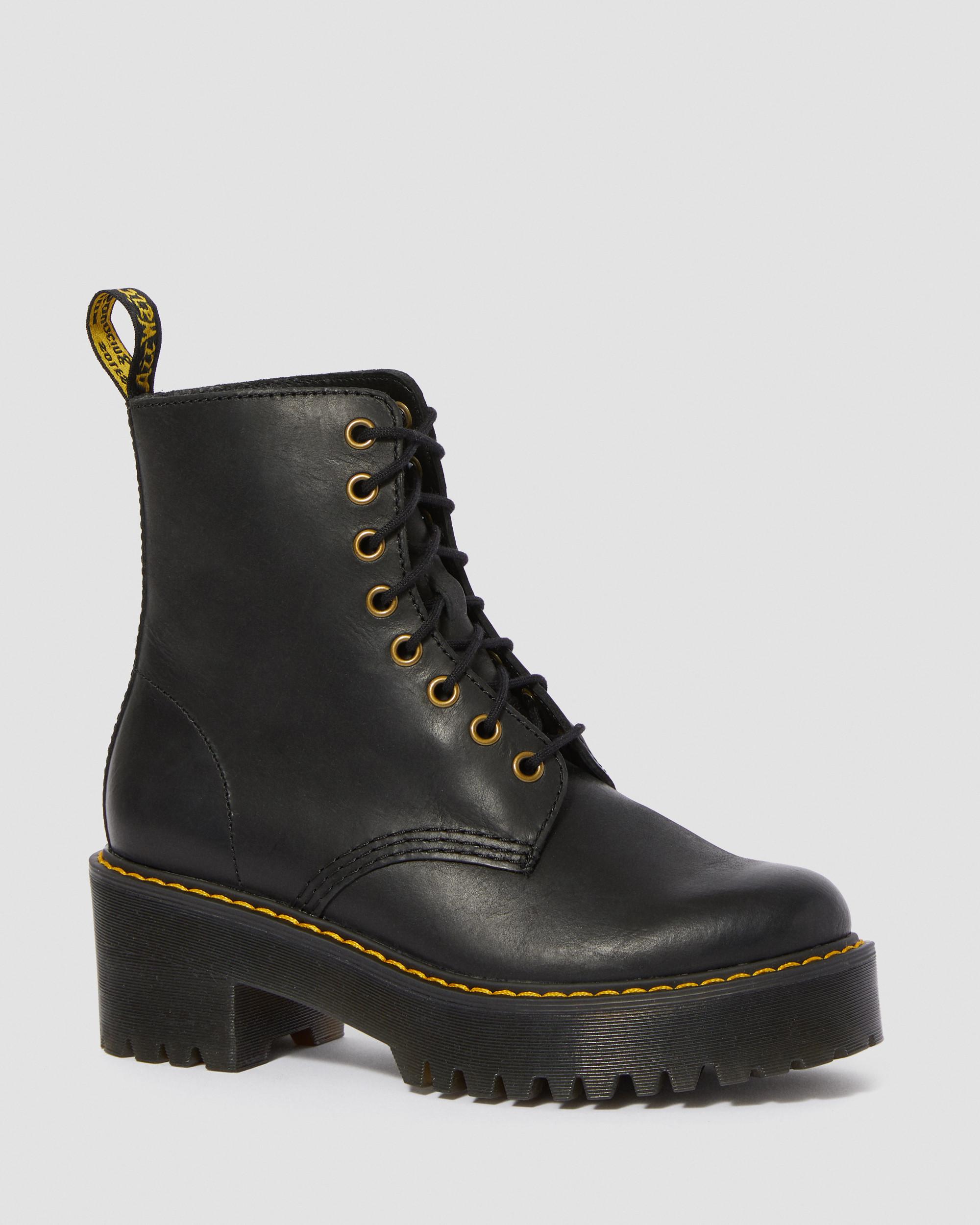 Shriver Hi Women's Wyoming Leather Heeled Boots, Black | Dr. Martens