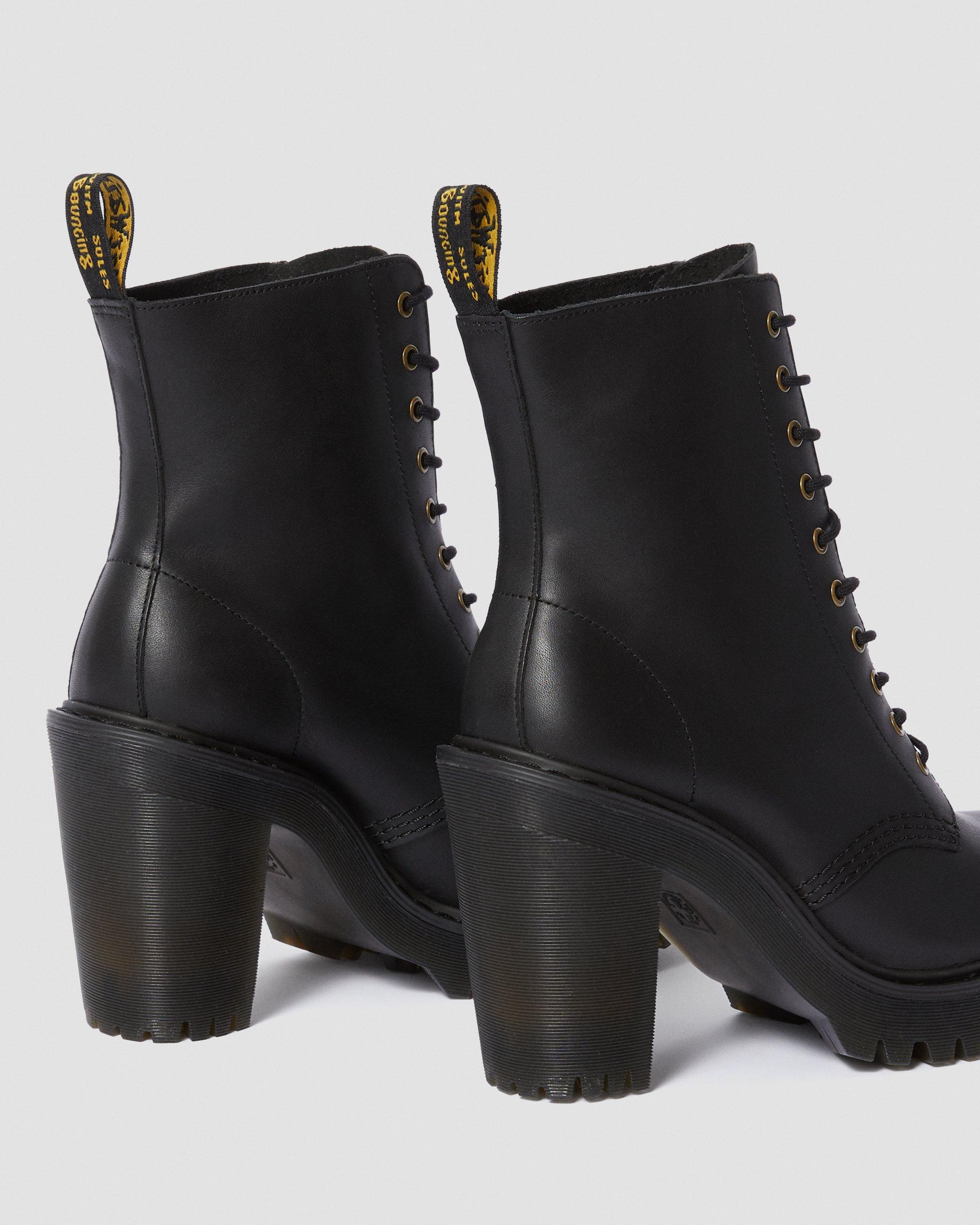 Dr Martens Kendra Black Leather Heeled Ankle Boots 