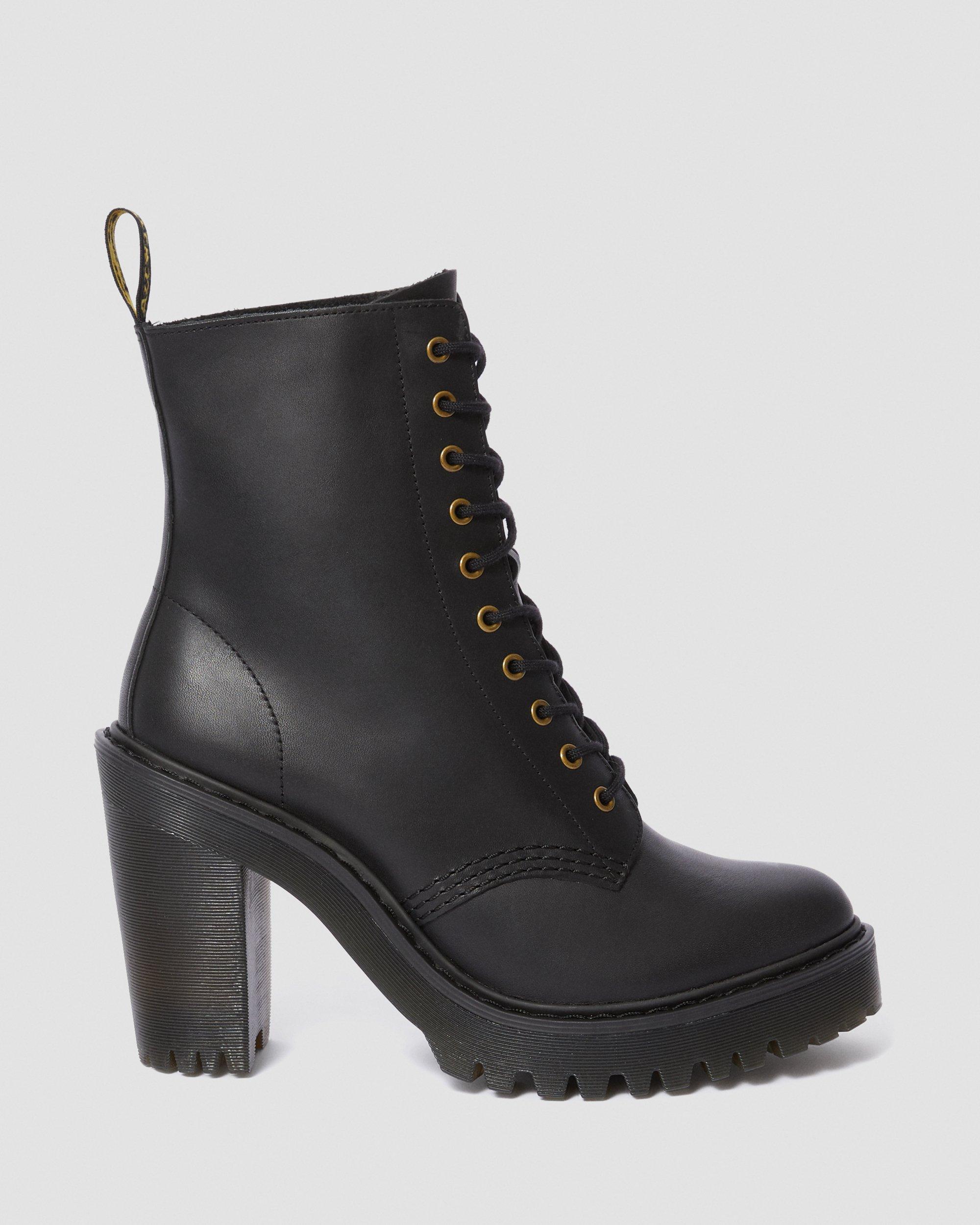 Kendra Women's Leather Heeled Boots in BLACK | Dr. Martens™