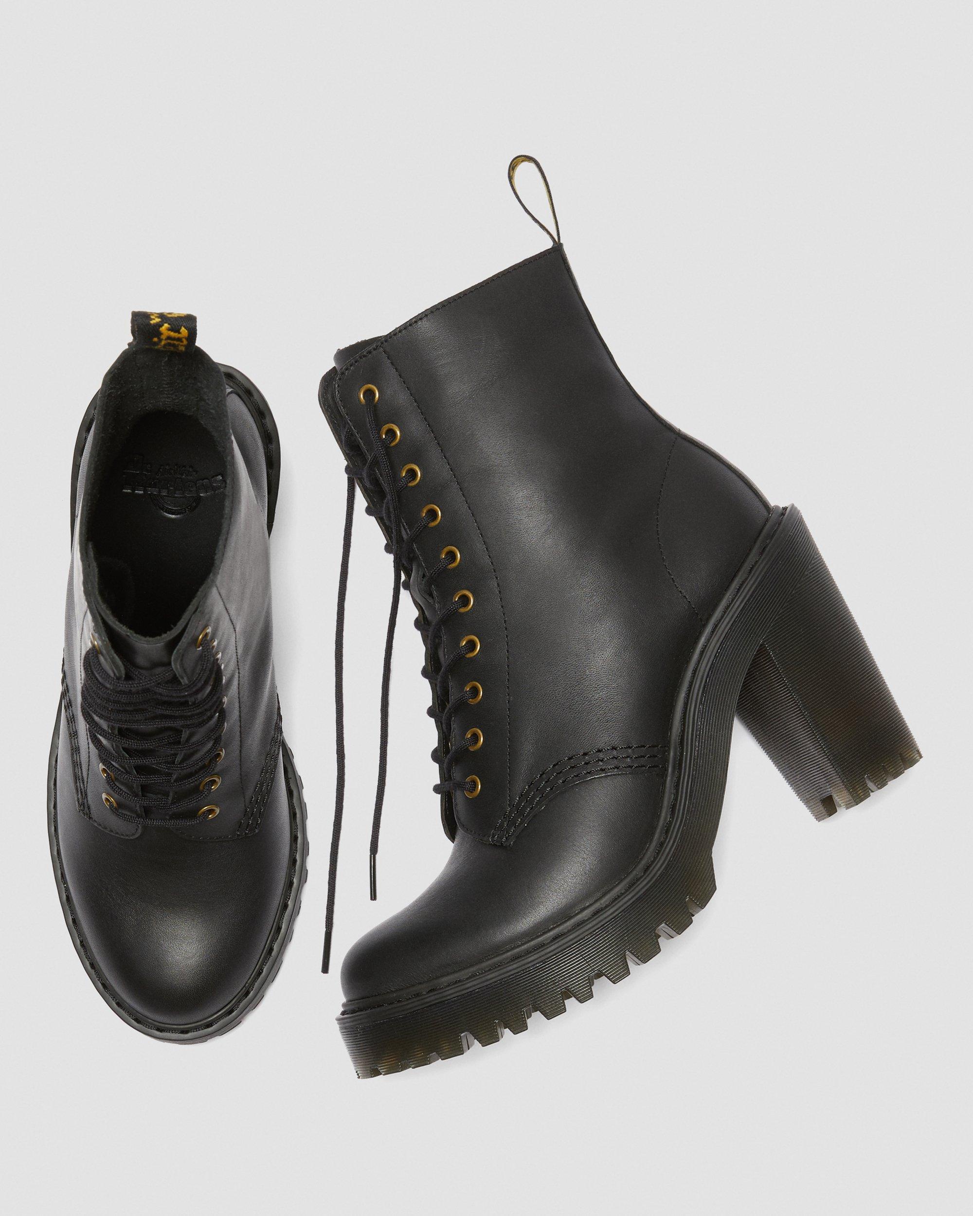 Kendra Women's Leather Heeled Boots in BLACK | Dr. Martens™