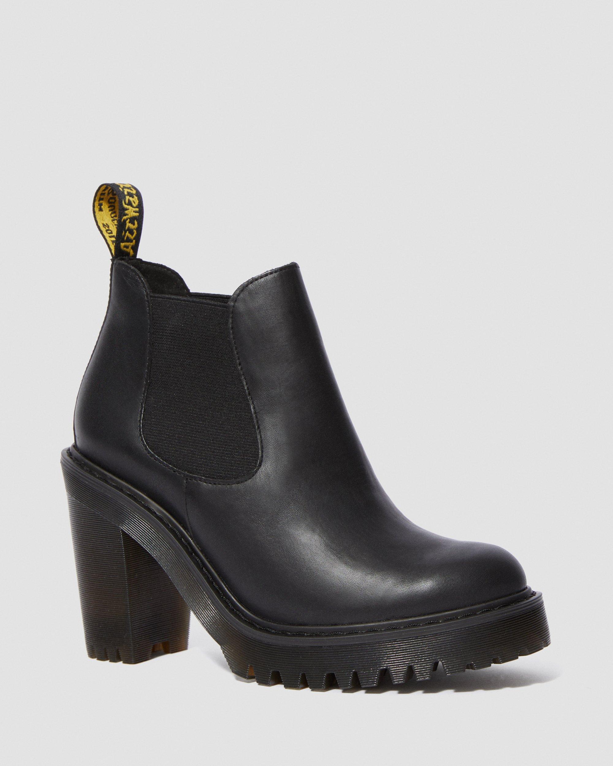 靴 Dr.Martens HURSTON UK4 HURSTON LEATHER HEELED CHELSEA BOOTS in BLACK | Dr. Martens™