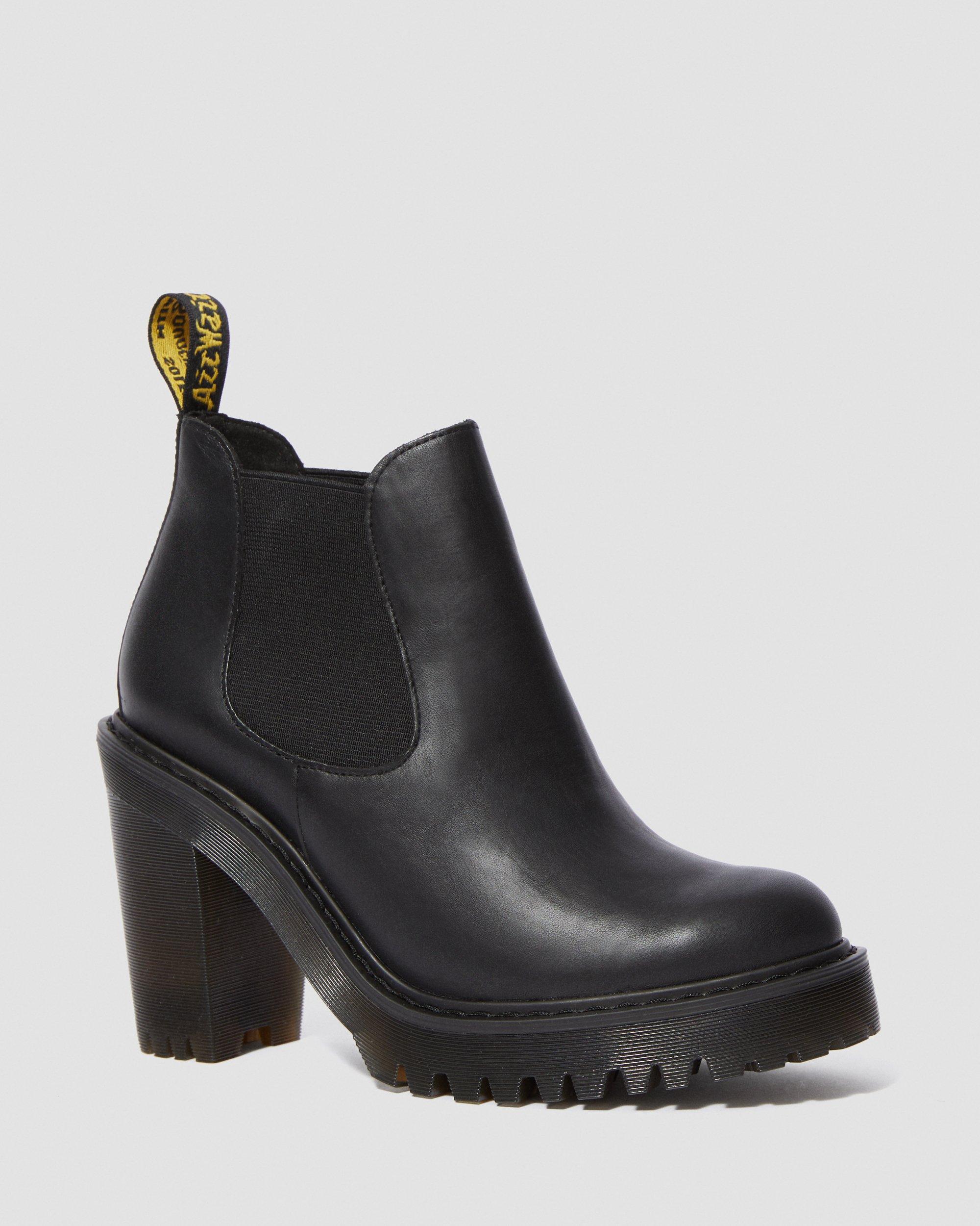 Hurston Women's Leather Heeled Chelsea Boots in Black | Dr. Martens