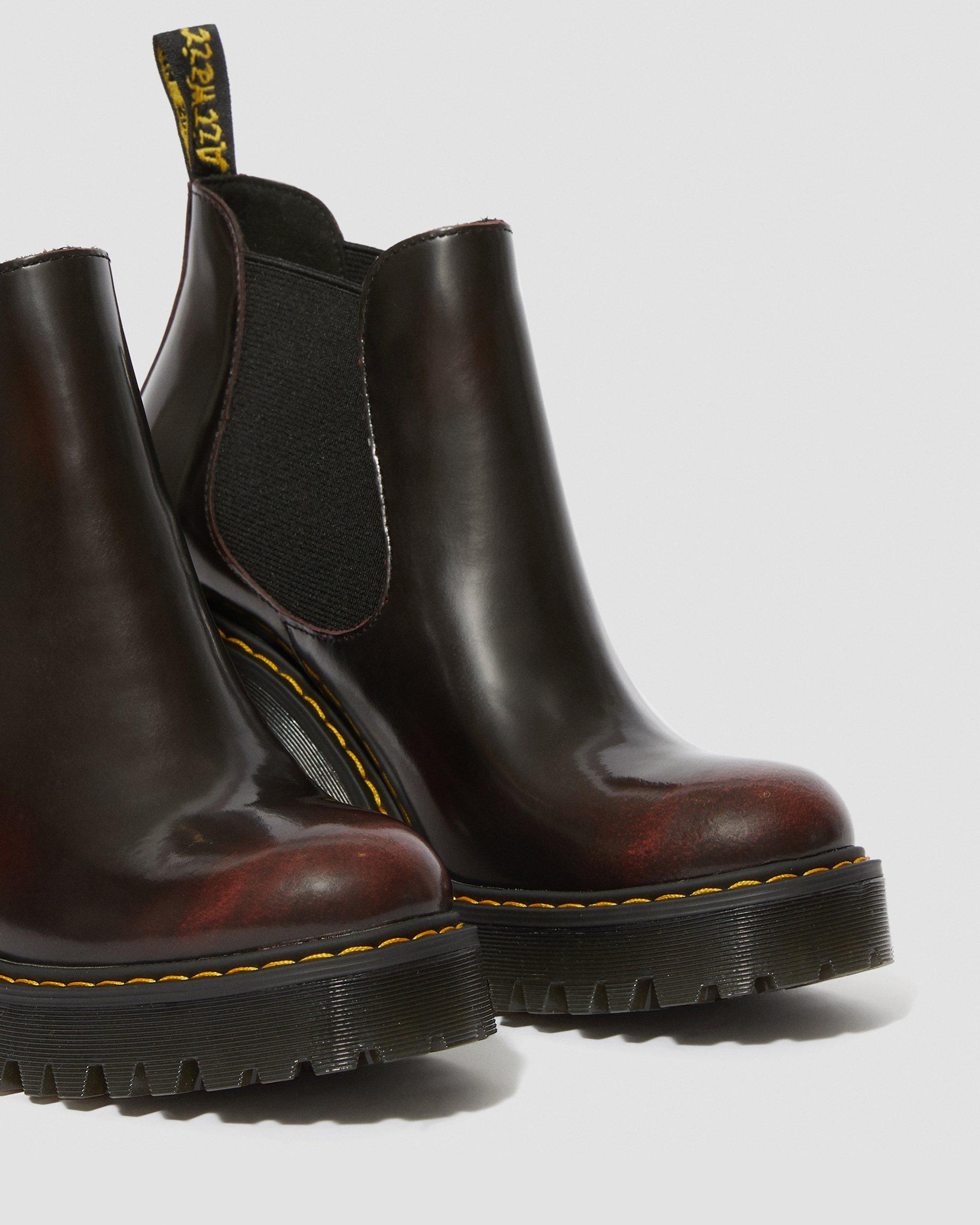 HURSTON LEATHER HEELED CHELSEA BOOTS in CHERRY RED | Dr. Martens™