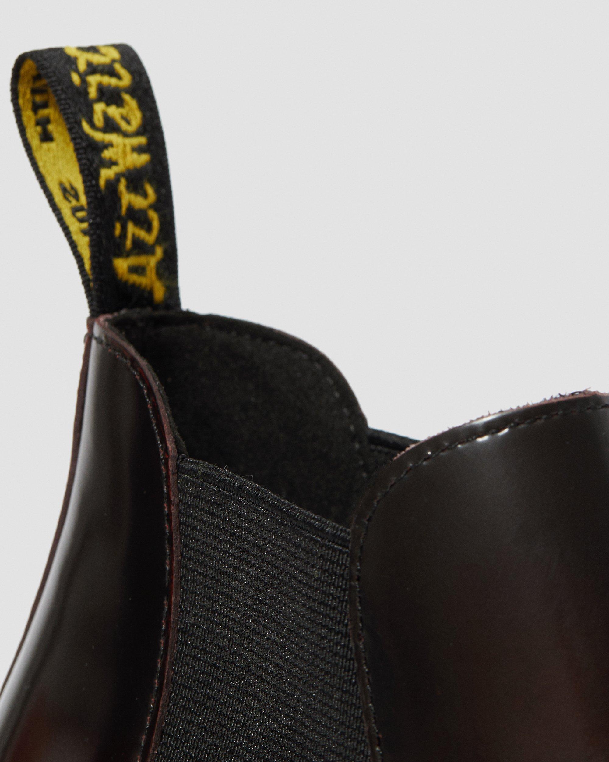 HURSTON LEATHER HEELED CHELSEA BOOTS in CHERRY RED | Dr. Martens™