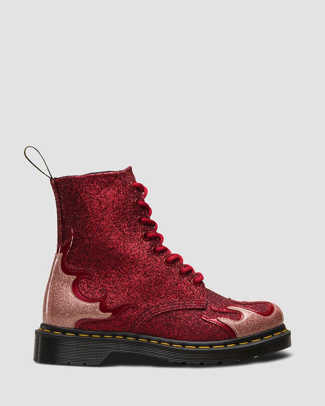 1460 PASCAL FLAME GLITTER, Red | Dr. Martens