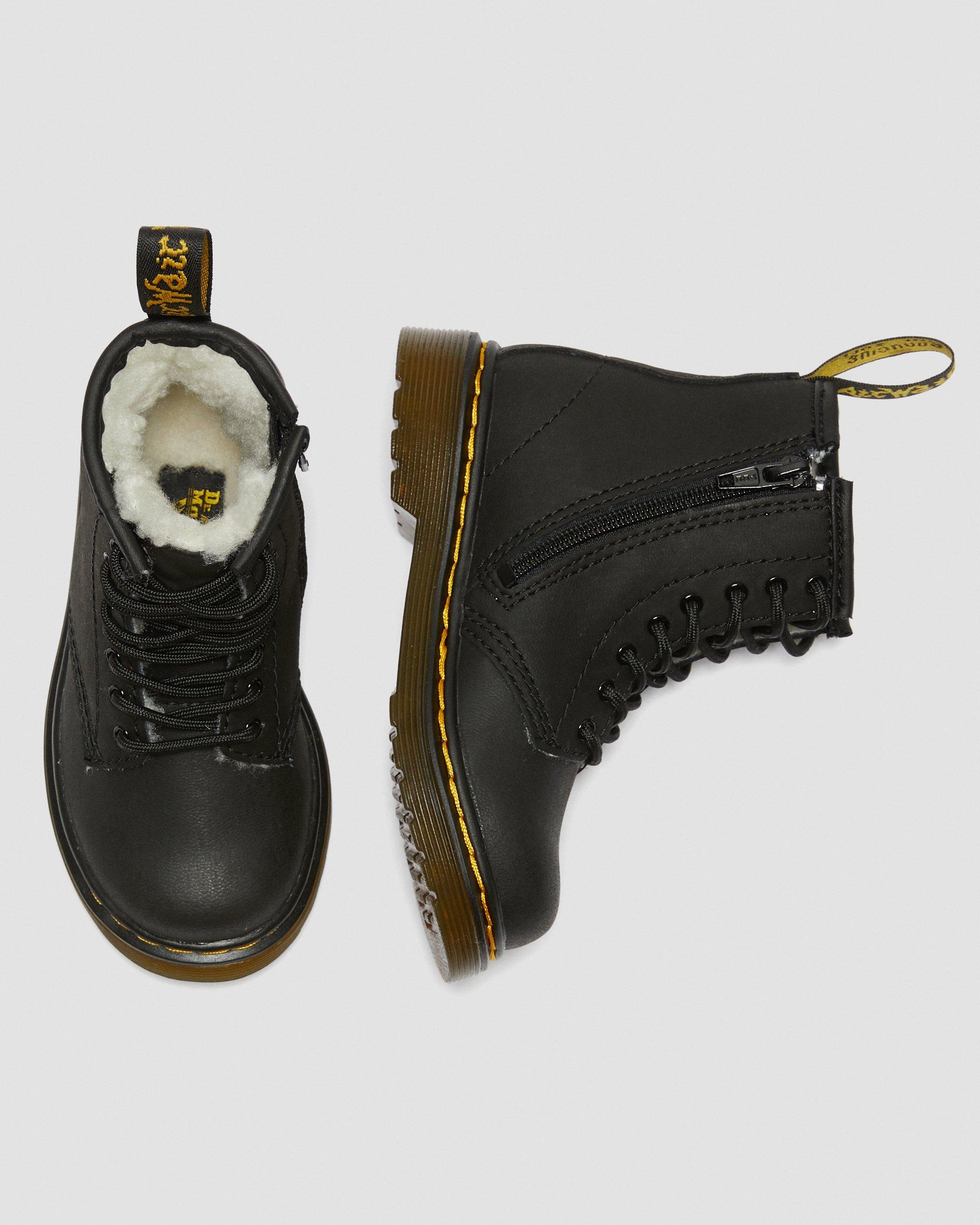 Toddler 1460 Faux Fur Lined Lace Up Boots in BLACK | Dr. Martens™