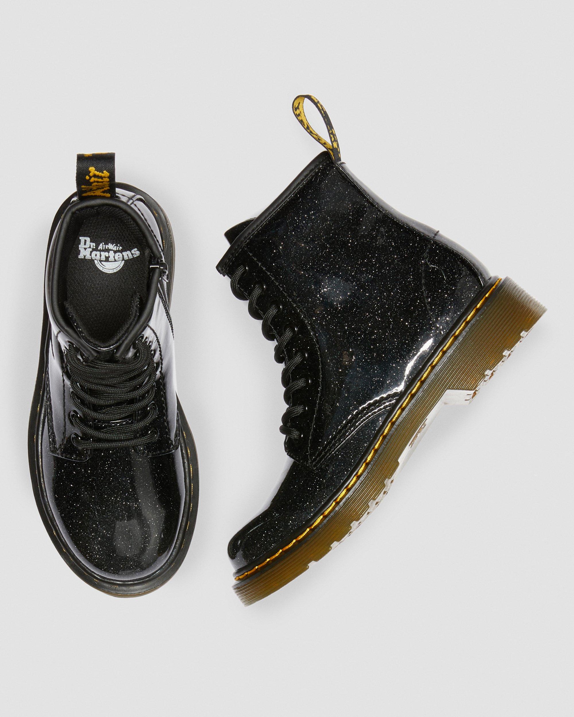 Black Glitter Up Lace Martens in | Junior Dr. 1460 Boots