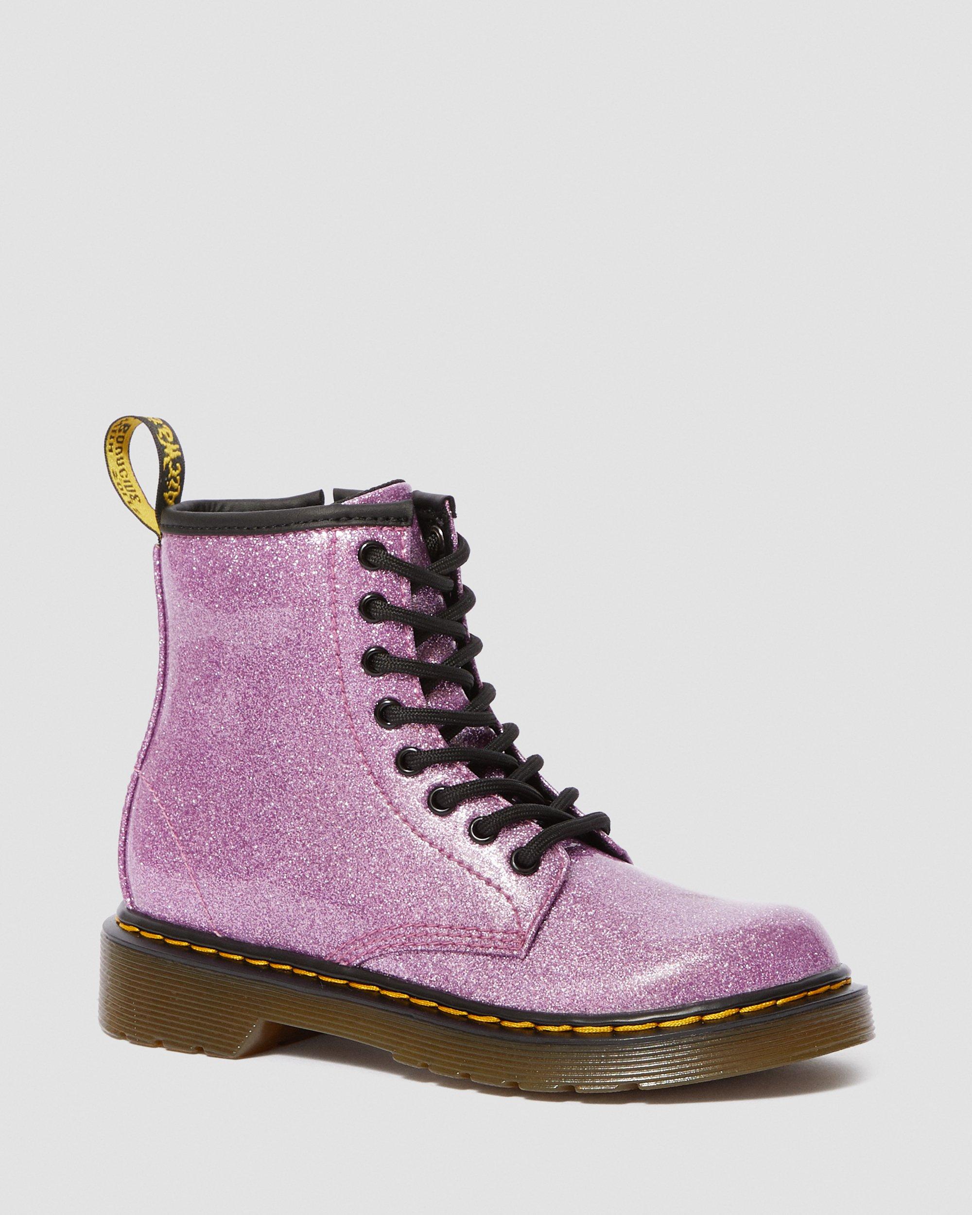Dr. Martens' Junior 1460 Glitter Lace Up Boots In Pink