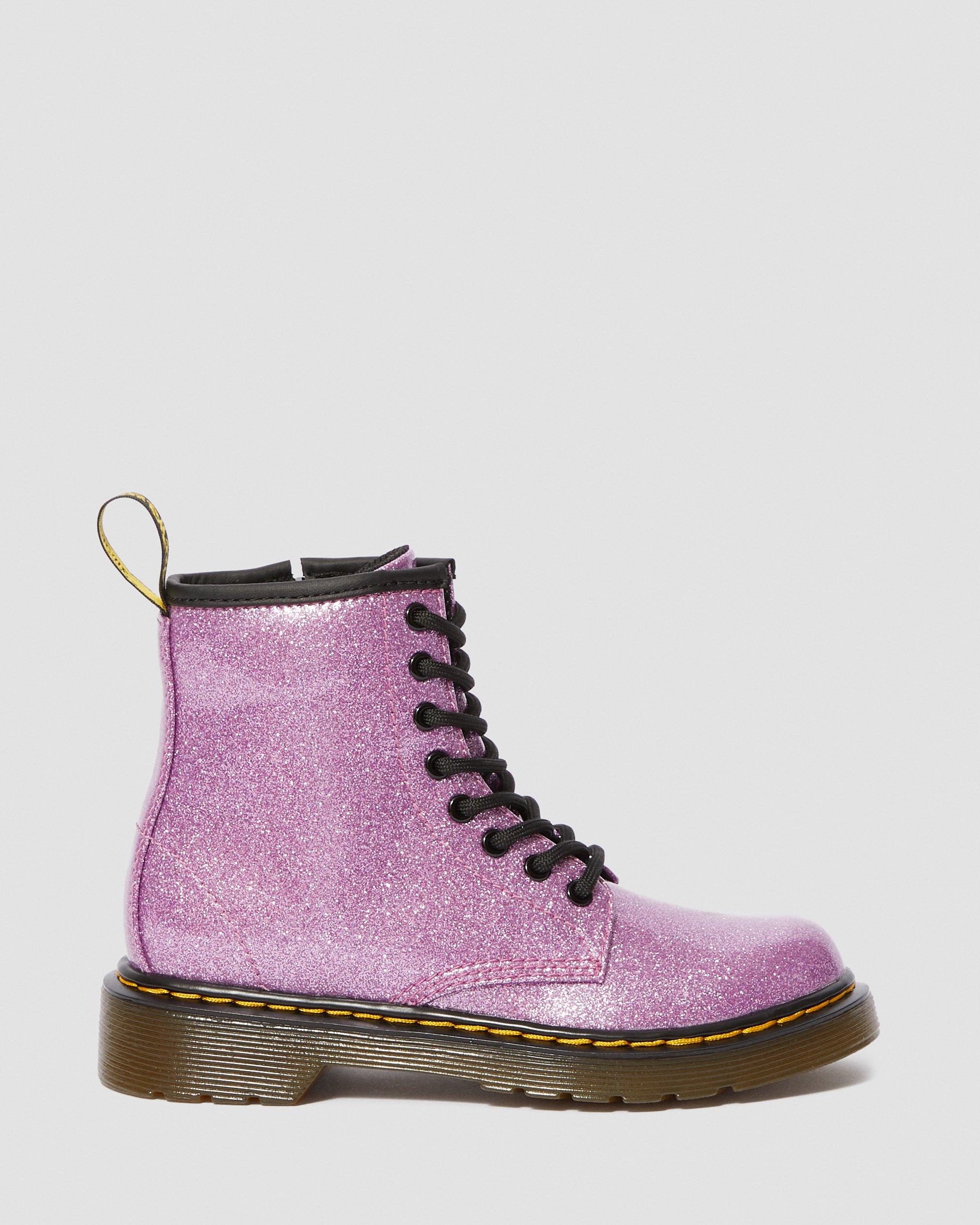 Junior 1460 Glitter Lace Up Boots in Dark Pink | Dr. Martens