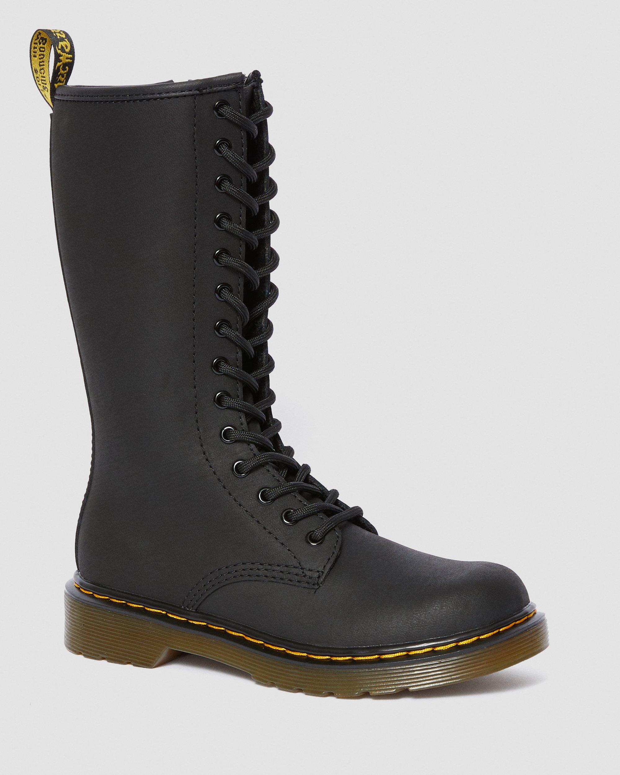 Junior 1914 Leather Tall Boots in Black | Dr. Martens