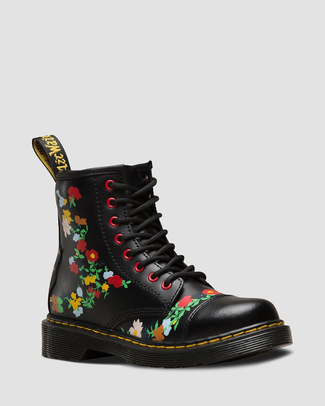Junior 1460 Flower in BLACK MULTI | Dr. Martens™