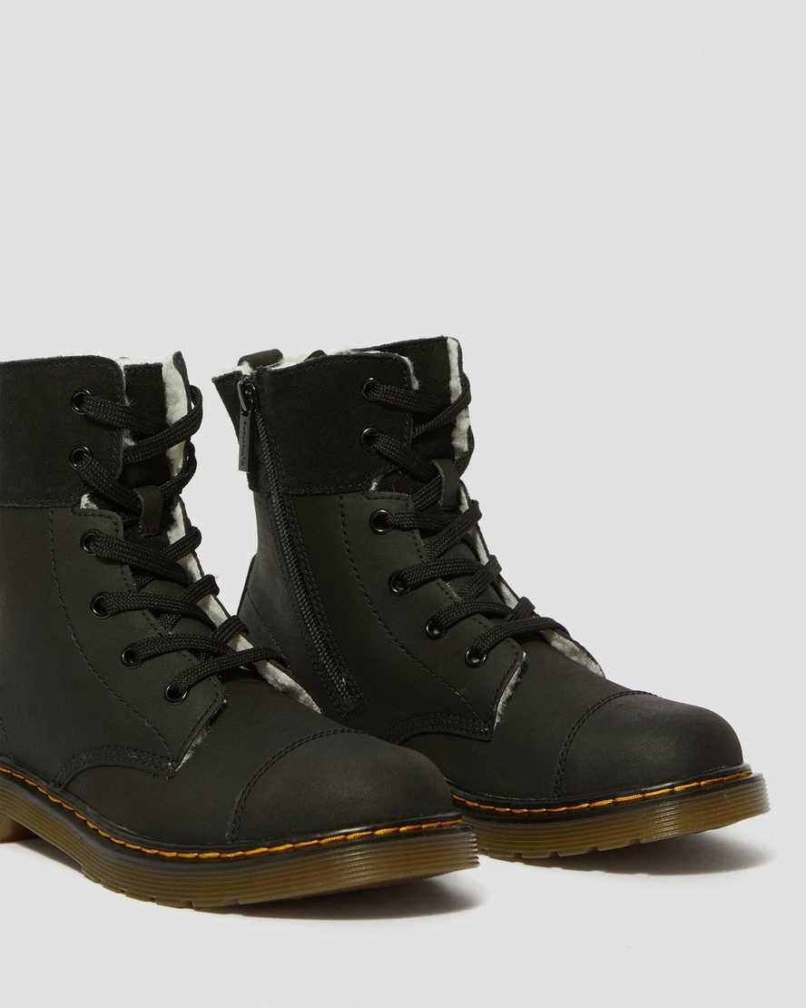 Youth Fur Lined Aimilita Leather Boots | Dr Martens