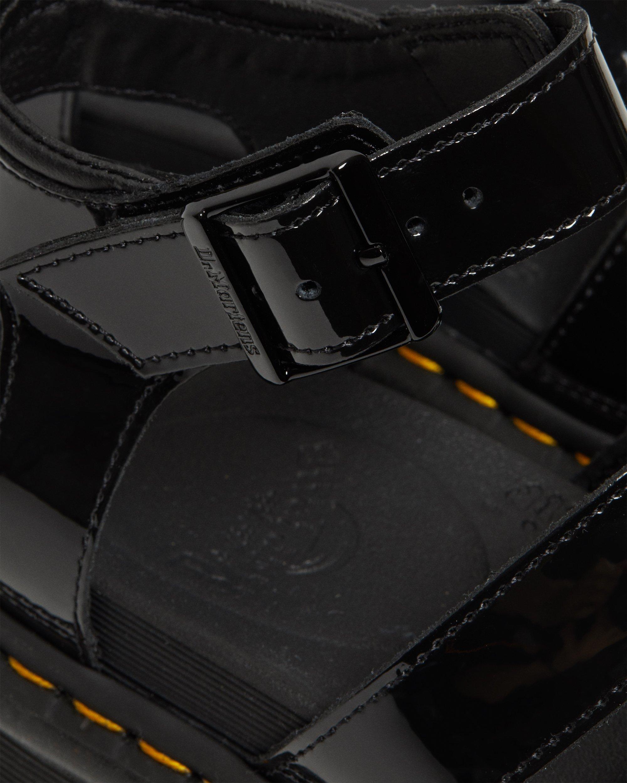 Blaire Patent Leather Strap Sandals in Black | Dr. Martens