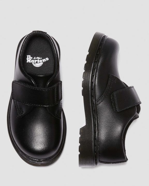 Zapatos Kamron para niños de piel con tiras en negroZapatos Kamron para niños de piel con tiras Dr. Martens