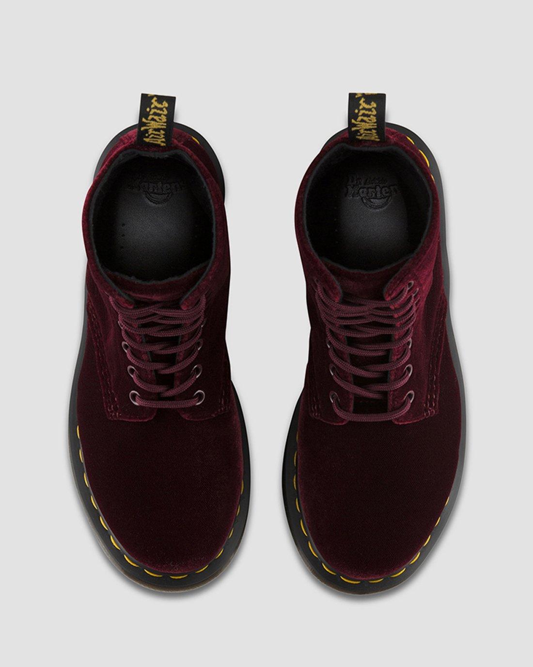 burgundy velvet dr martens