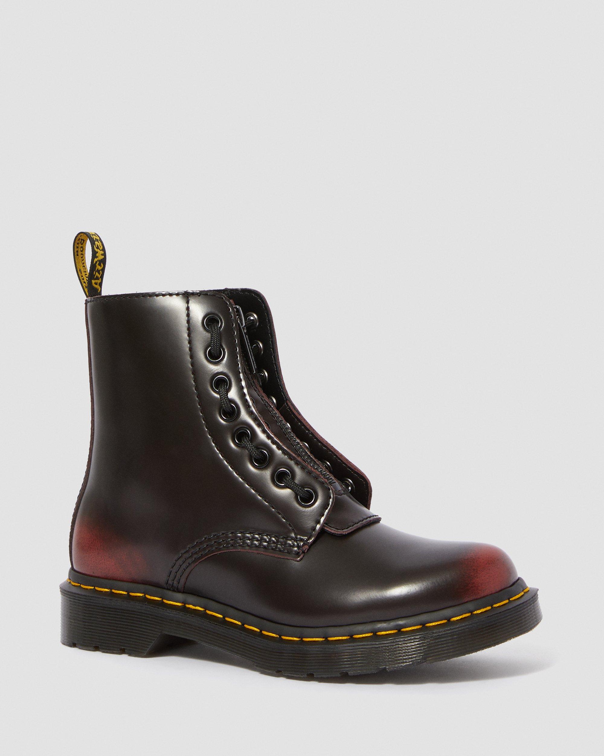 1460 Women's Pascal Leather Zipper Boots in CHERRY RED | Dr. Martens™