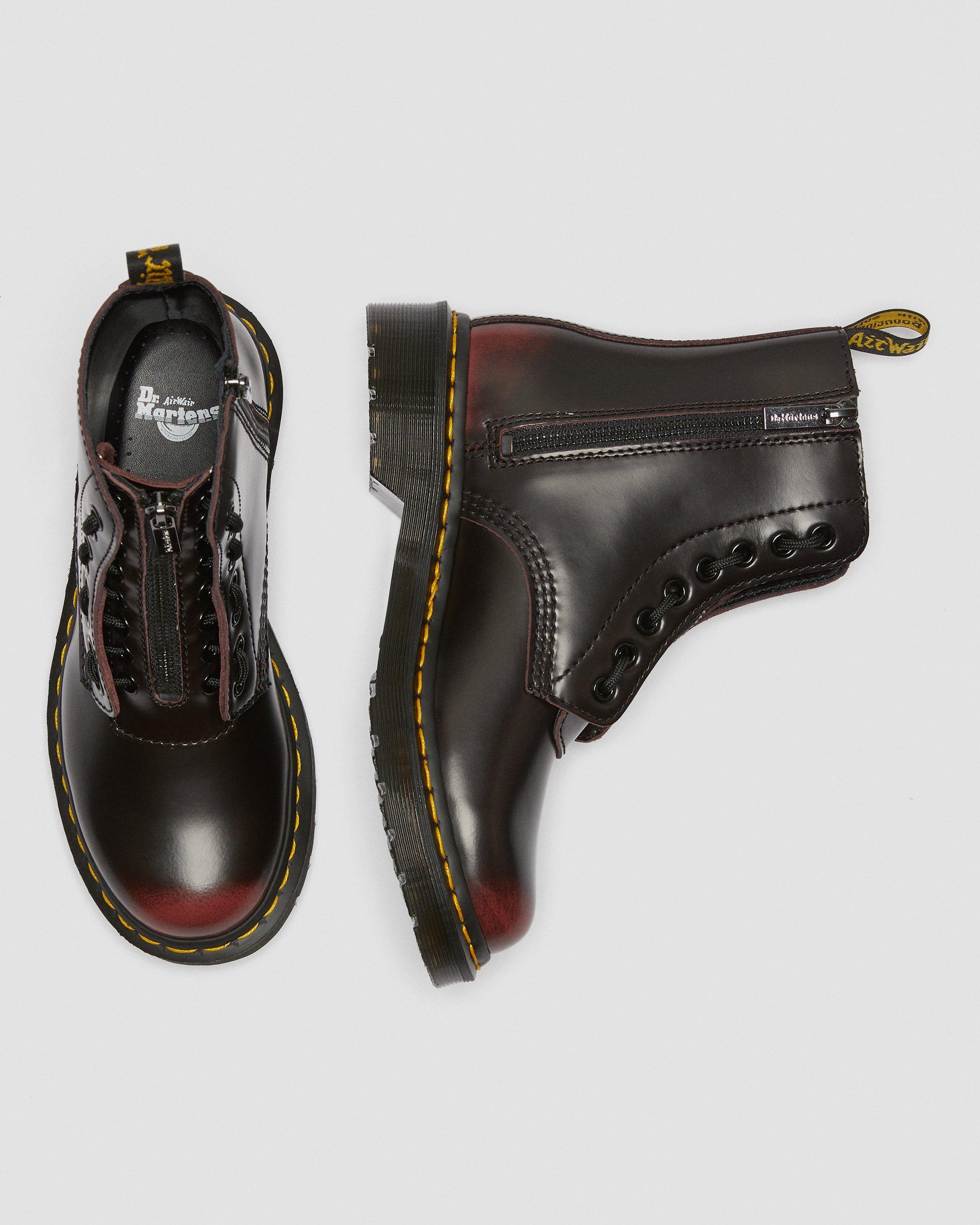 1460 Women's Pascal Leather Zipper Boots in CHERRY RED | Dr. Martens™