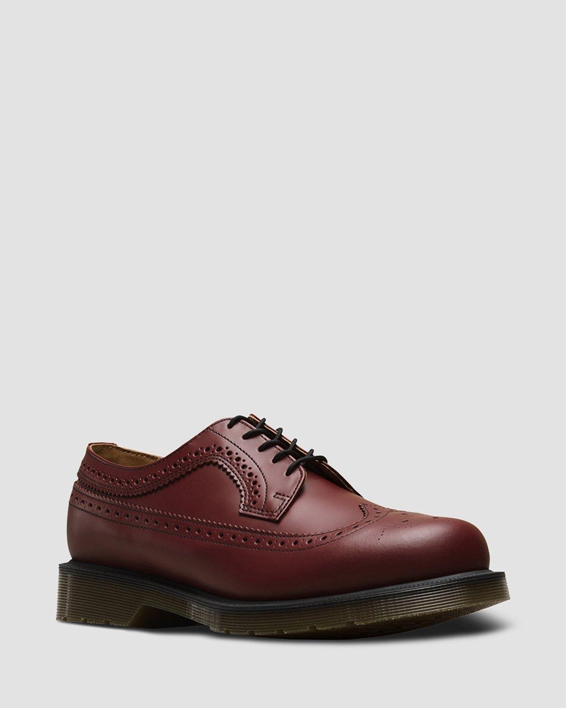 3989 Smooth Leather Brogue Shoes in Cherry Red | Dr. Martens