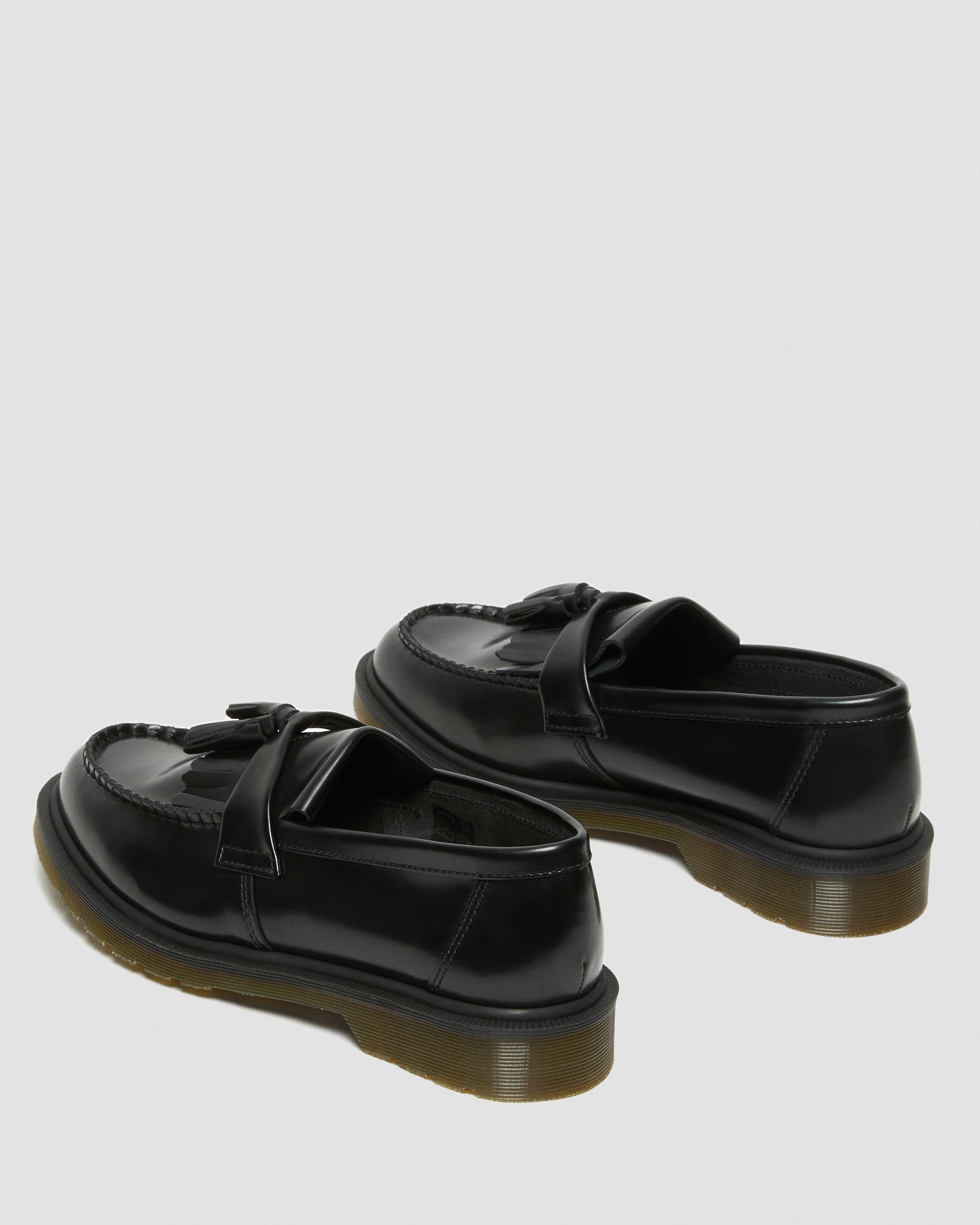 Adrian Smooth Leather Tassel Loafers in Black | Dr. Martens