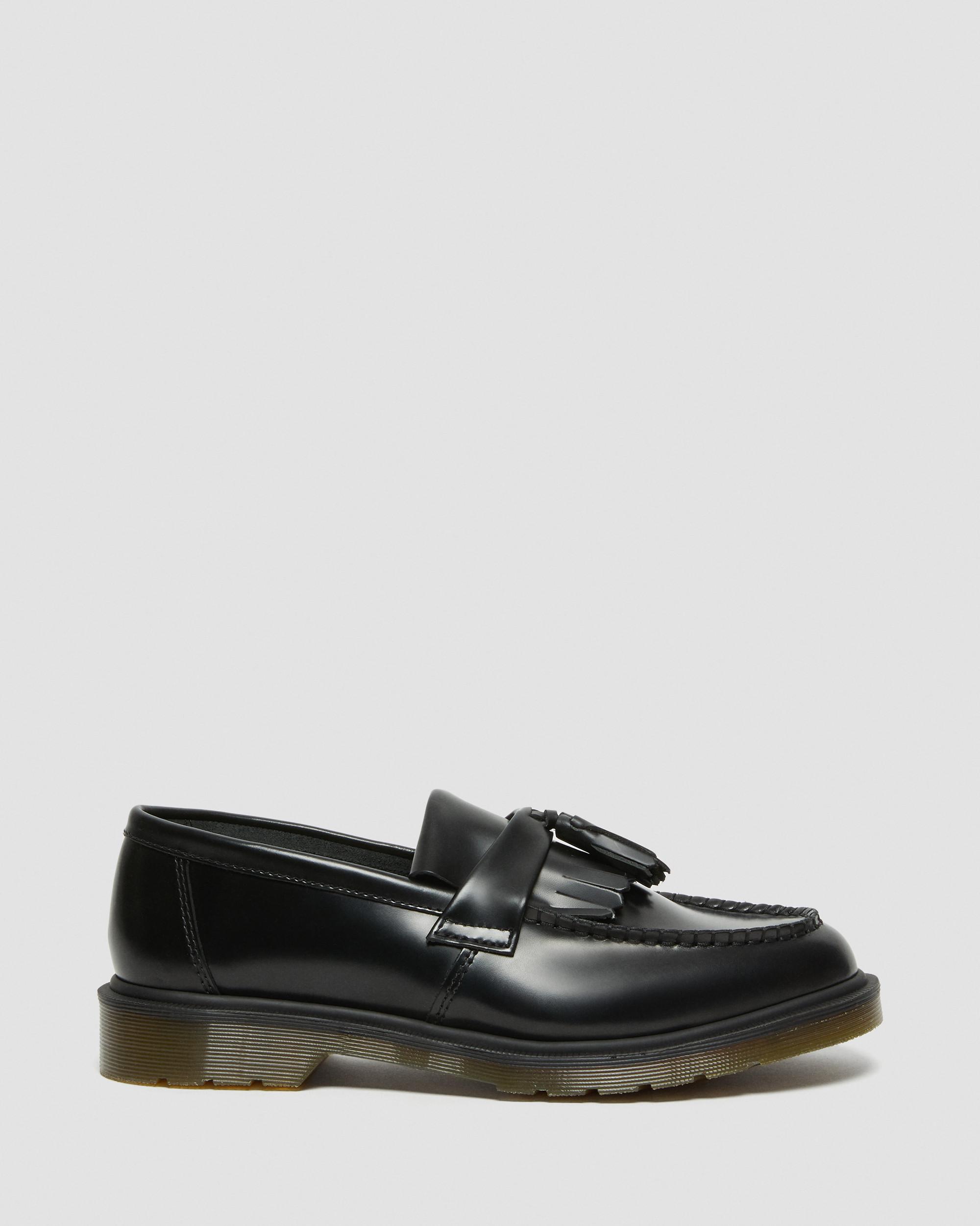 Adrian Smooth Leather Tassel Loafers in Black | Dr. Martens