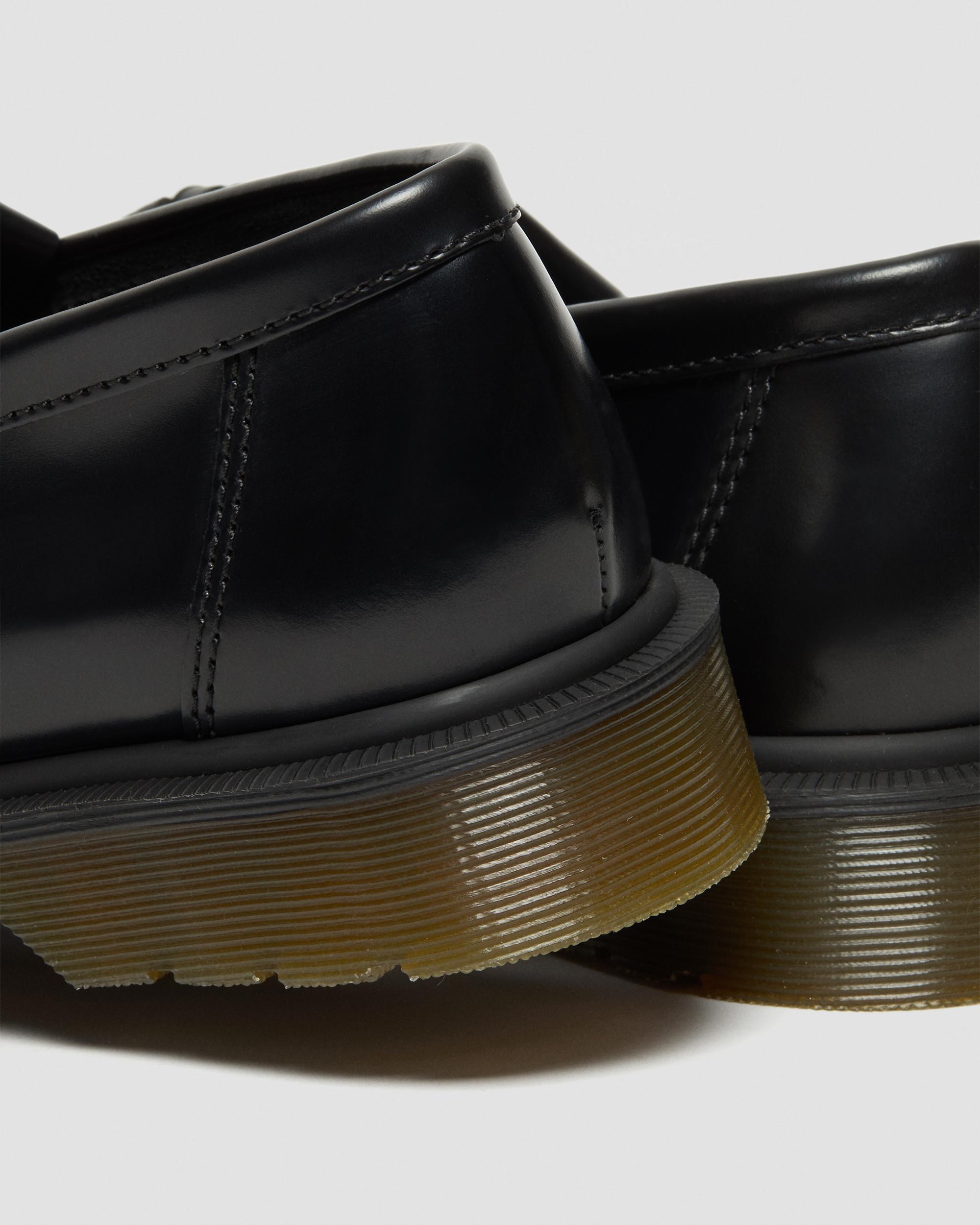 Adrian Smooth Leather Tassel Loafers in Black | Dr. Martens
