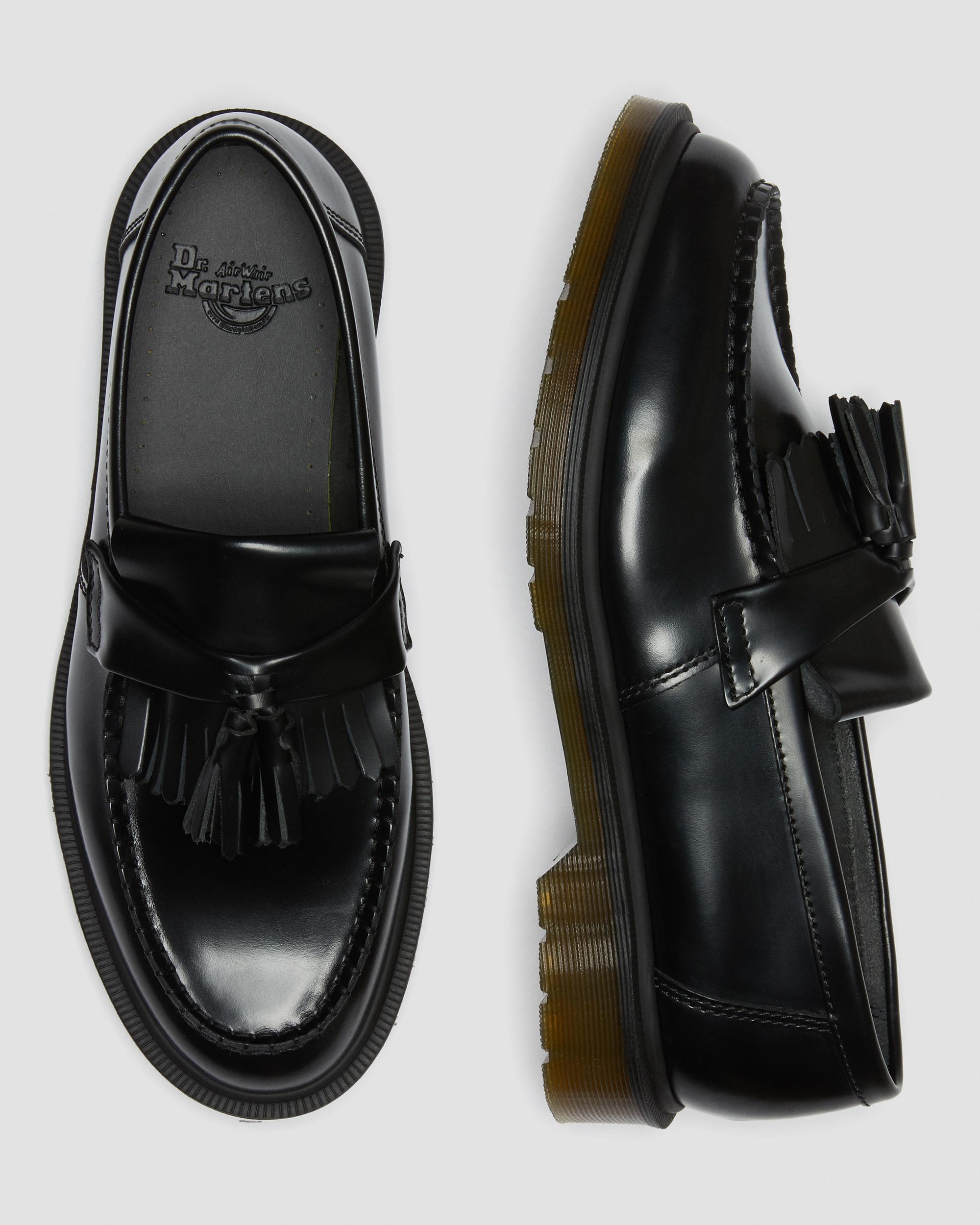 Adrian Smooth Leather Tassel Loafers in Black | Dr. Martens