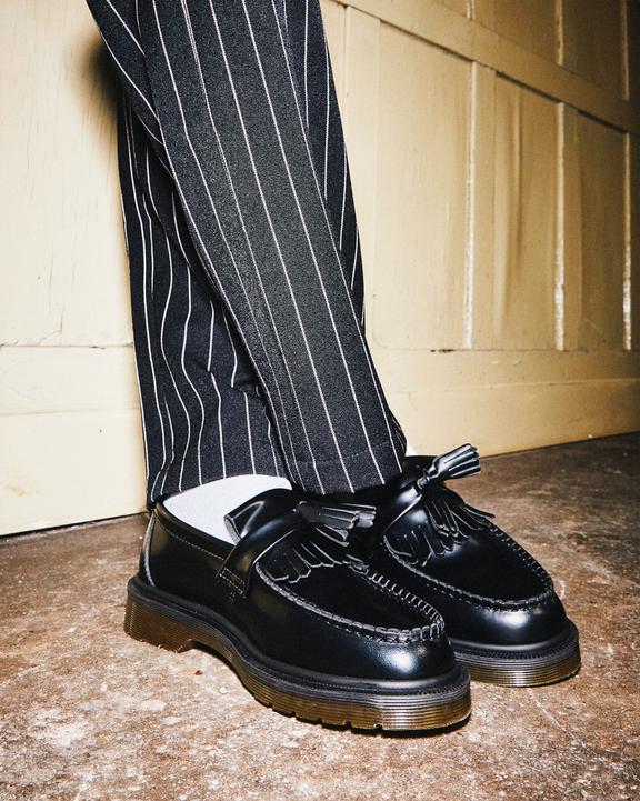 Adrian Smooth Leather Tassel Loafers in Black | Dr. Martens Adrian Smooth Leather Tassel Loafers in Black | Dr. Martens
