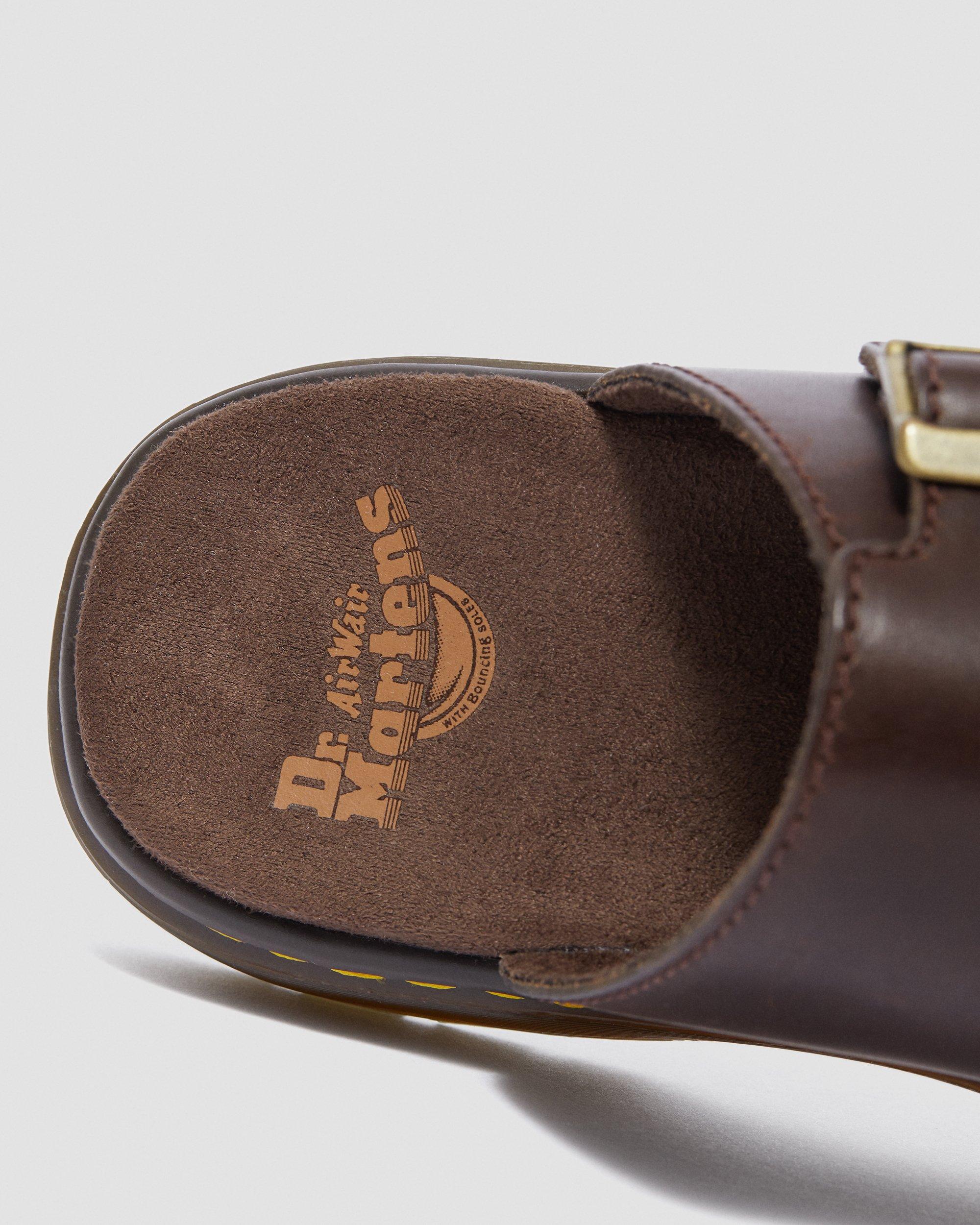 NIKOLAI SLIP ON LEATHER SANDALS in DARK BROWN | Dr. Martens™