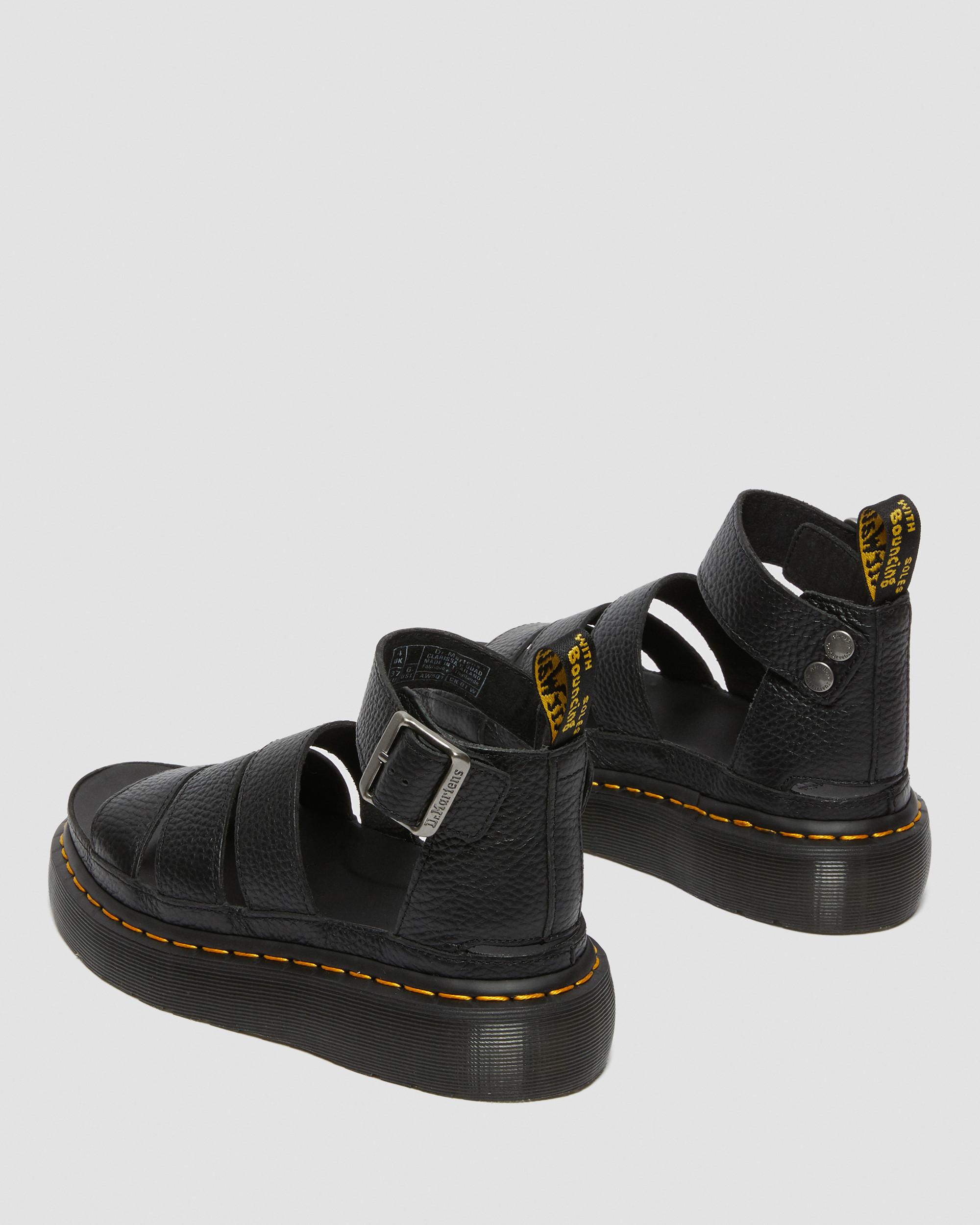 Clarissa II Quad Milled Nappa Leather Platform Sandals in Black