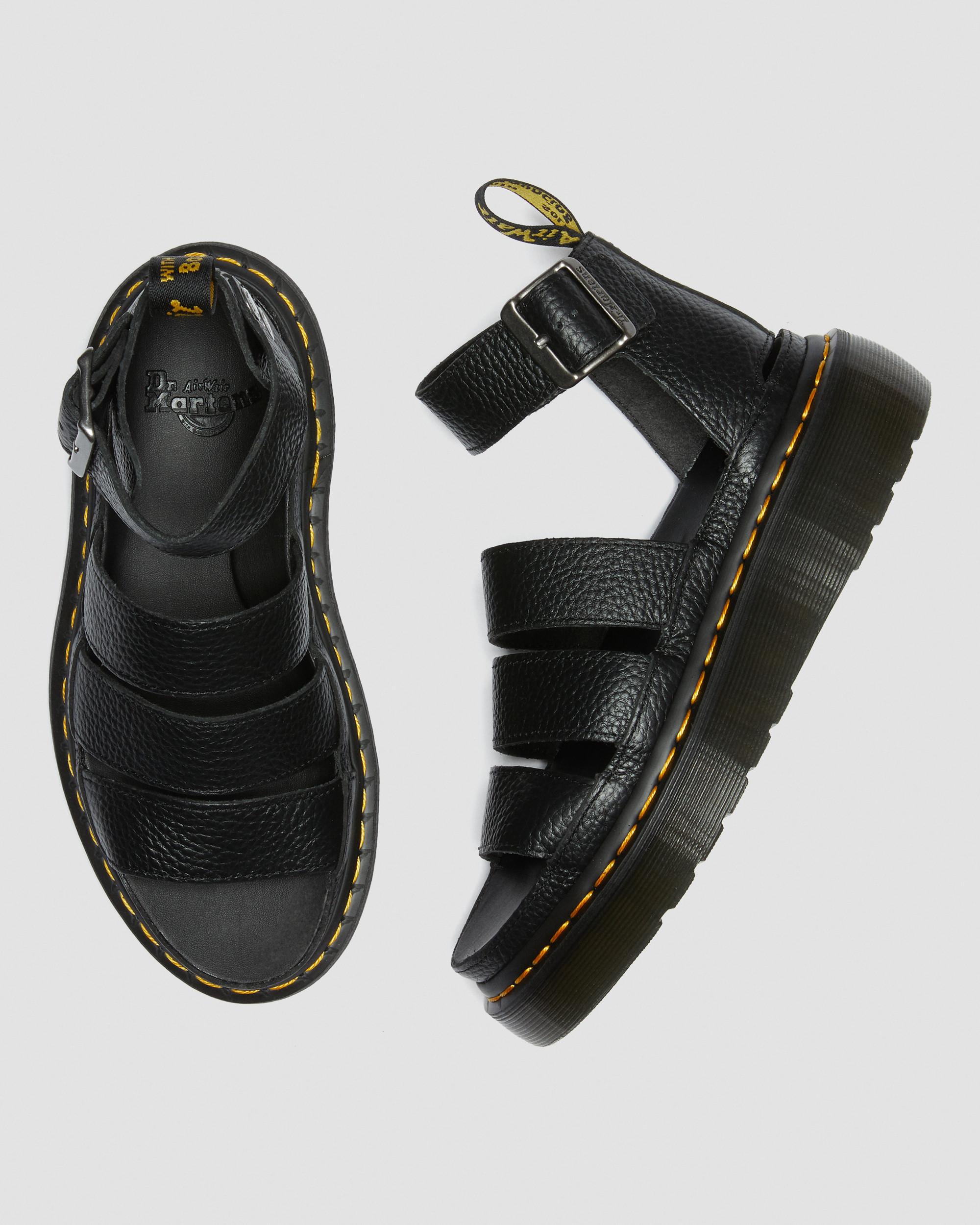 Clarissa II Quad Milled Nappa Leather Platform Sandals in Black