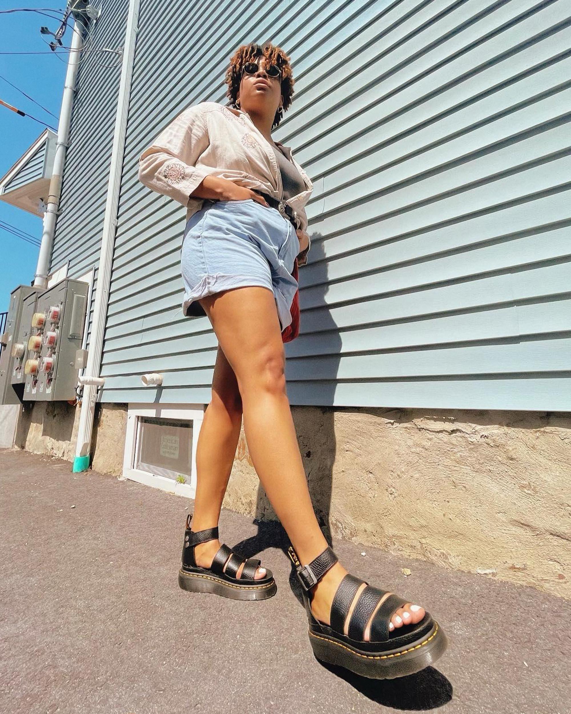 DR MARTENS Clarissa II Quad Milled Nappa Leather Platform Sandals