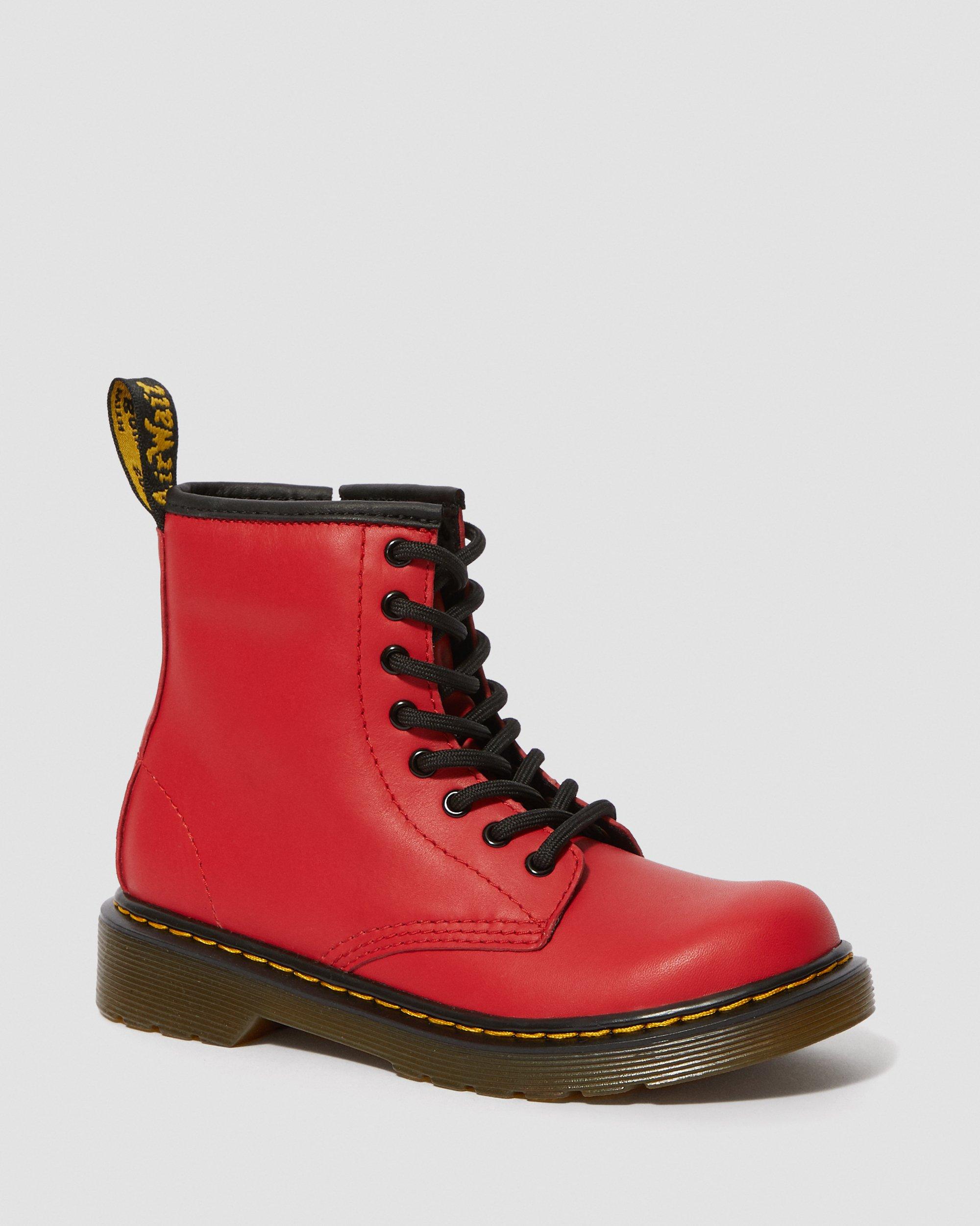 Junior 1460 Muted Leather Lace Up Boots in Red | Dr. Martens