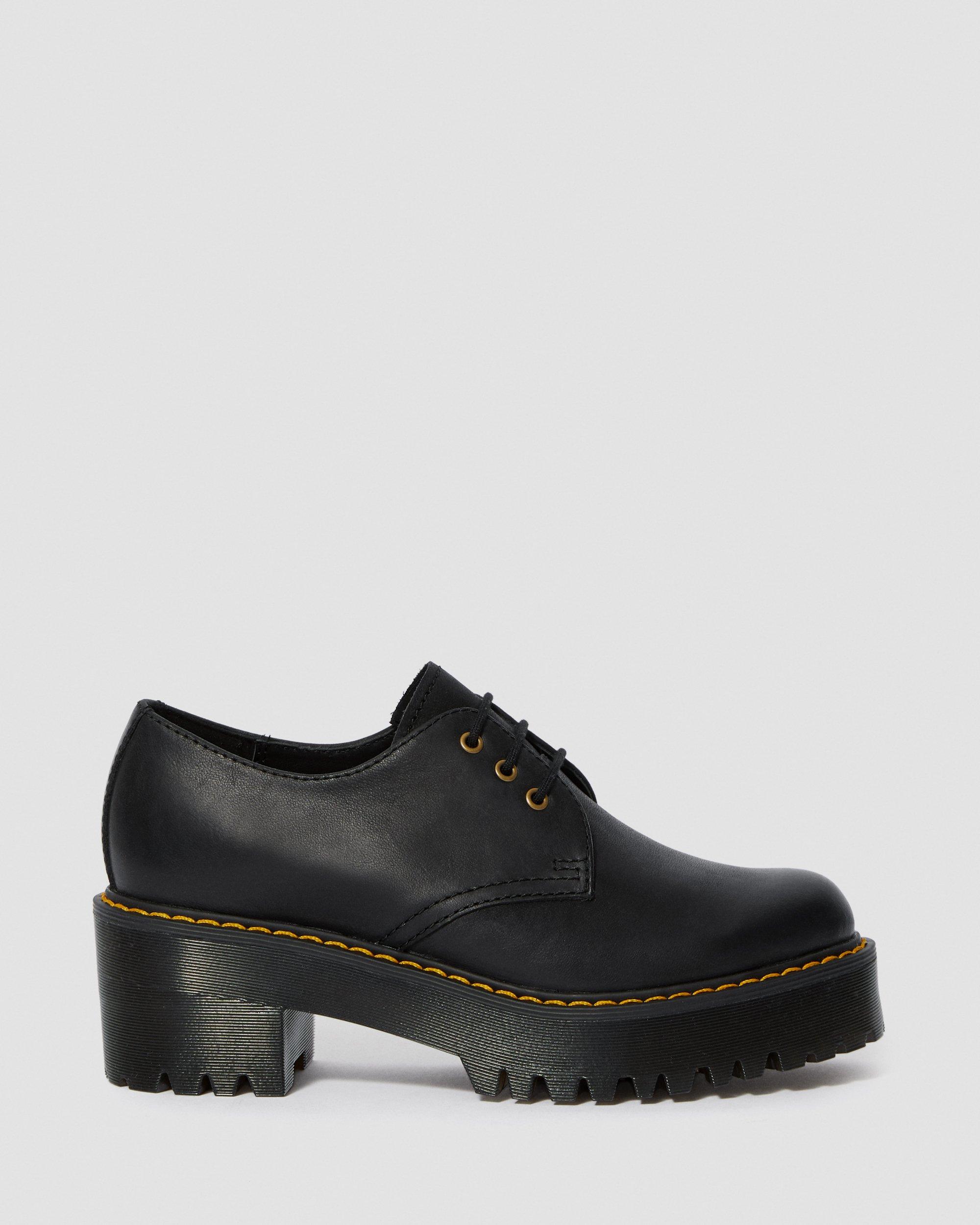 SHRIVER LOW LEATHER LACE UP HEELED SHOES in Noir