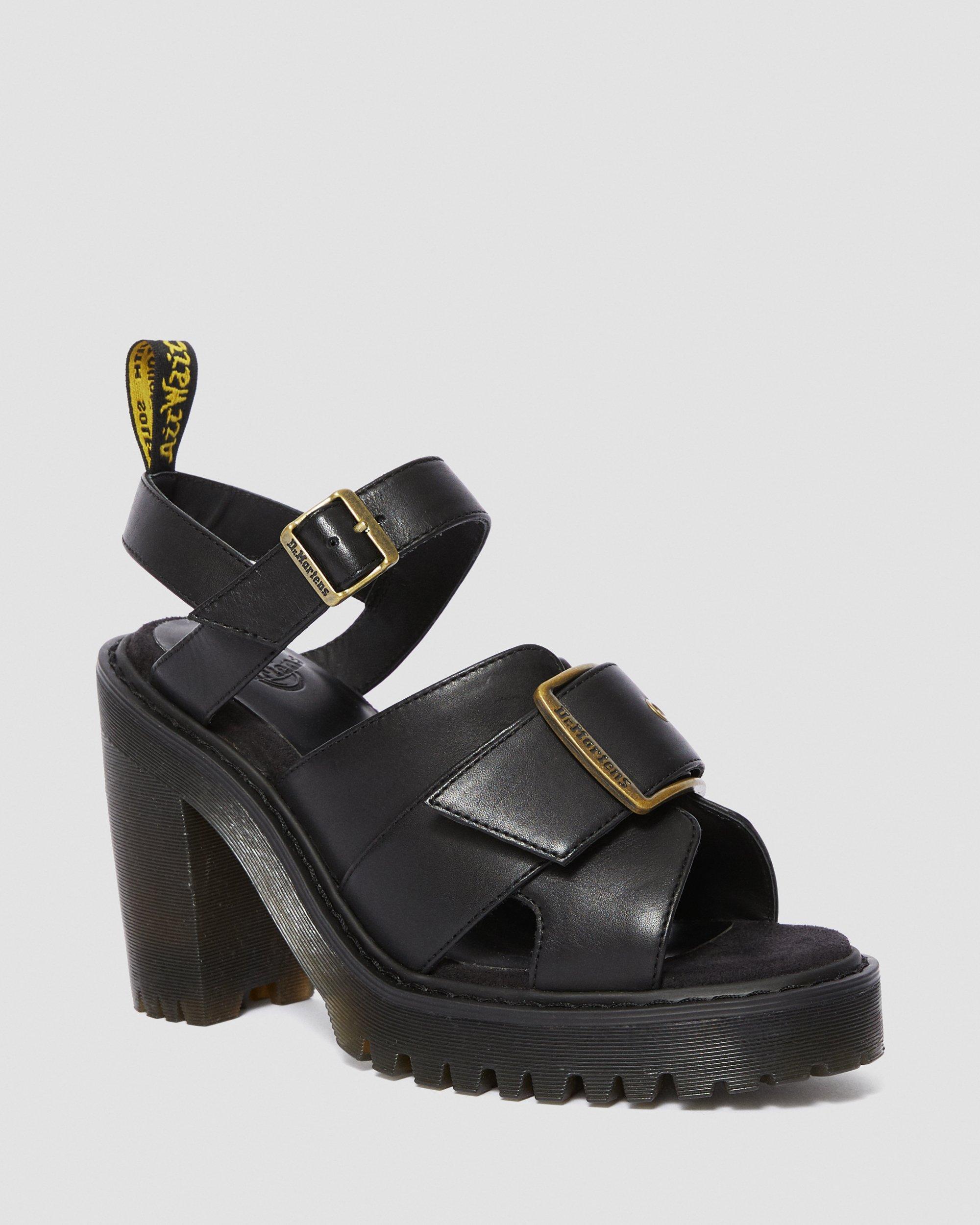 靴 Dr.Martens SEIRENE GRANIK BUCKLE SANDAL Granik Women's Leather Heeled Sandals in BLACK | Dr. Martens™