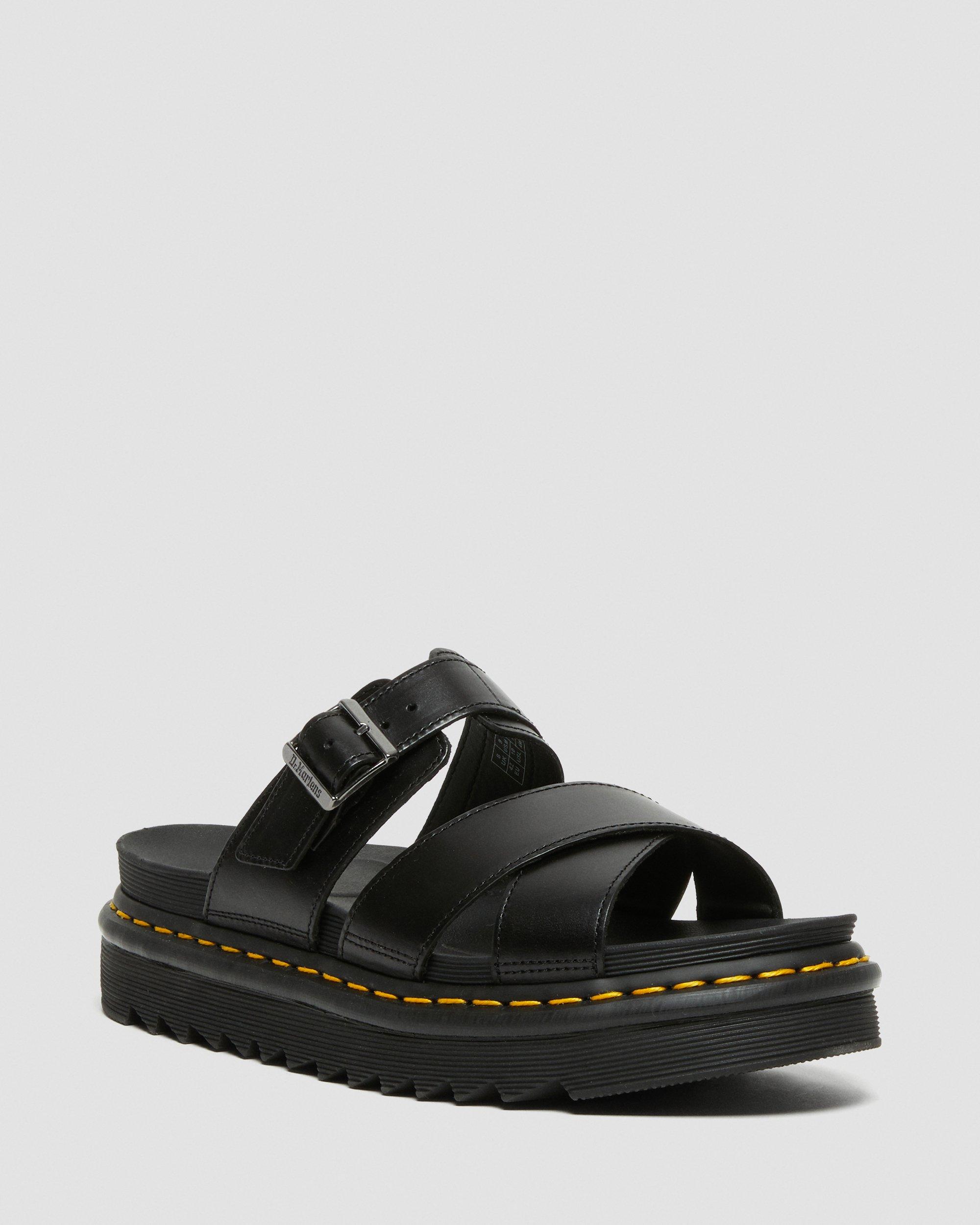 DR MARTENS Ryker Leather Strap Slide Sandals