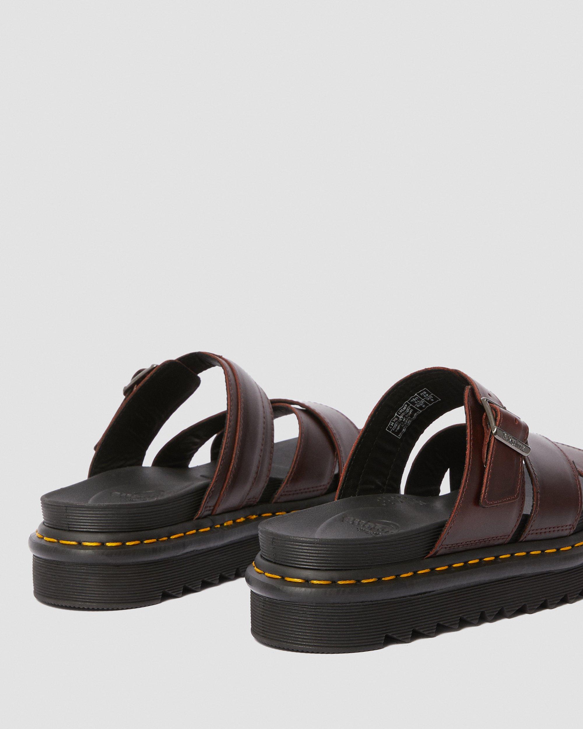 Ryker Leather Strap Slide Sandals in CHARRO | Dr. Martens™